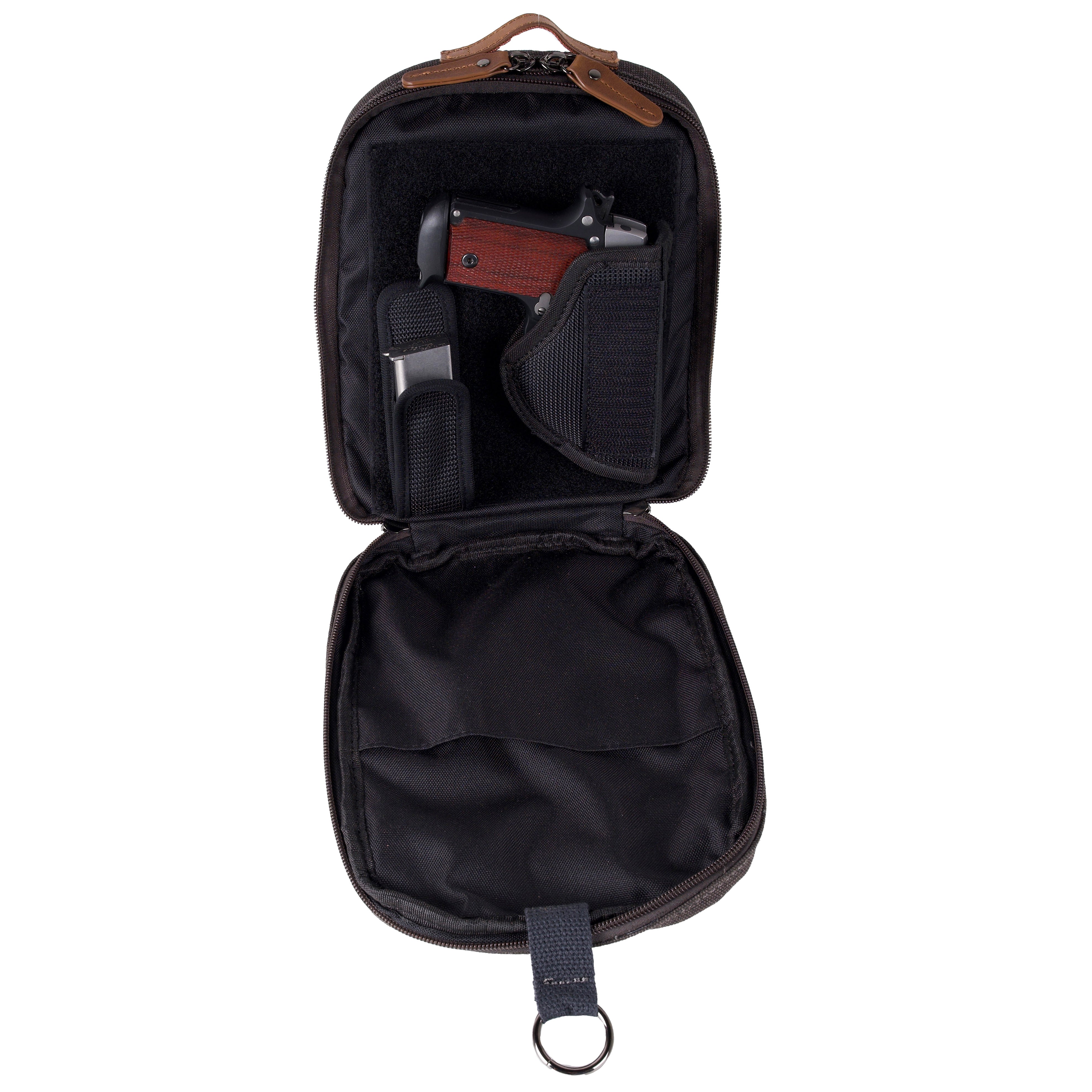 Concealed Carry Canvas Bag, Lightweight Bag for Firearms with Universal Velcro holster