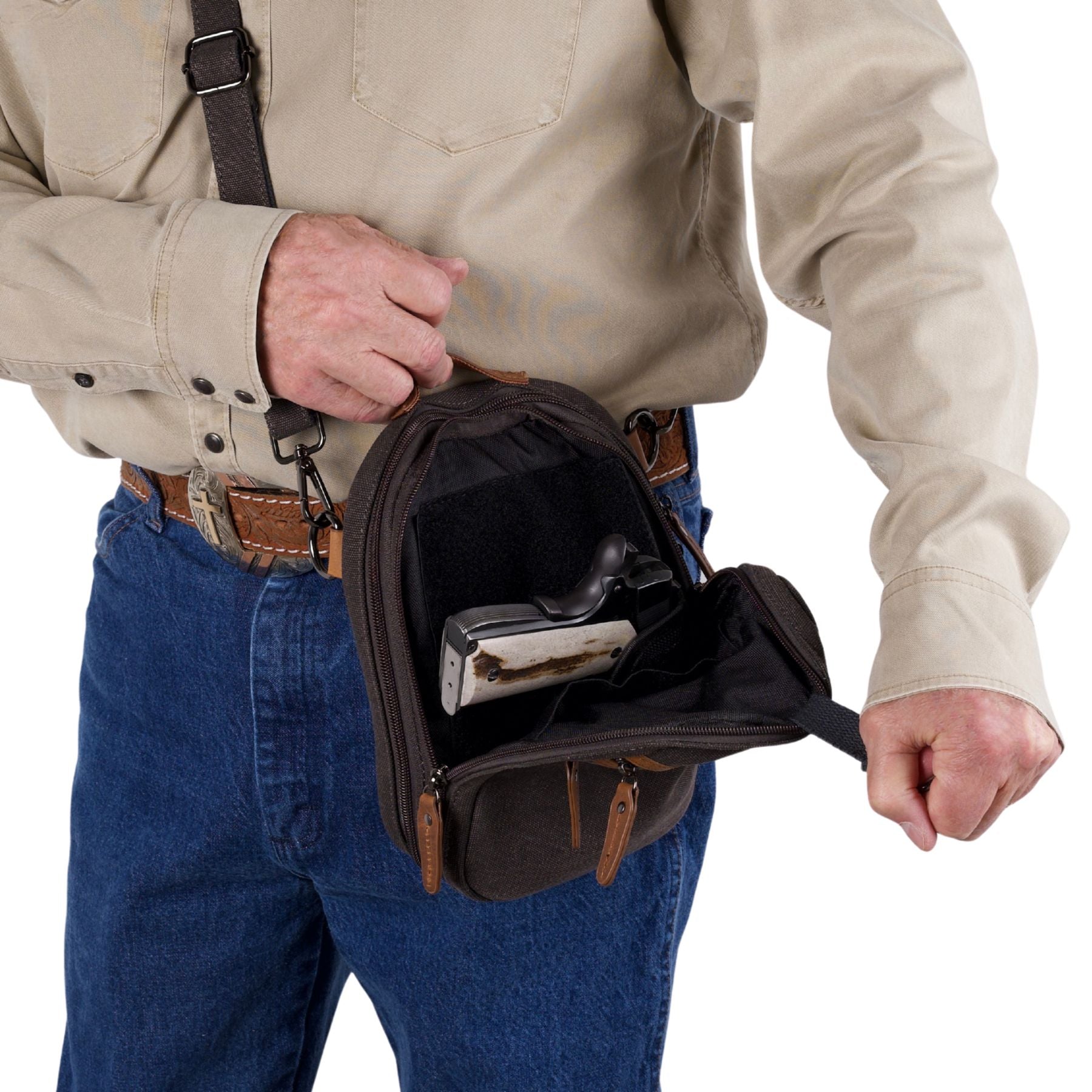 Concealed Carry Unisex Jax Canvas Crossbody by DS Conceal