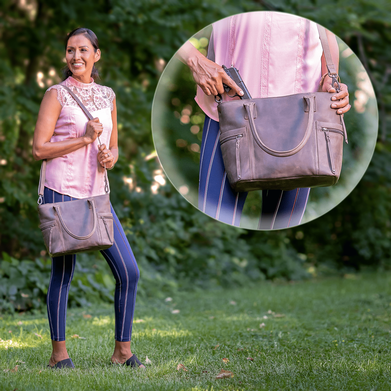 Concealed Carry Emerson Satchel by Lady Conceal - handbag for gun - Lady Conceal - concealed carry Handbag for woman - Conceal and Carry purse for Handgun - Designer Luxury Conceal Carry Handbag - YKK Locking Zippers and Universal Holster - Unique Hide Handbag Gun and Pistol Bag - carry Handbag for concealed gun carry - Unique Emerson Satchel gun Handbag - concealed carry Handbag Emerson Satchel gun Handbag - concealed carry gun Handbag with locking zipper