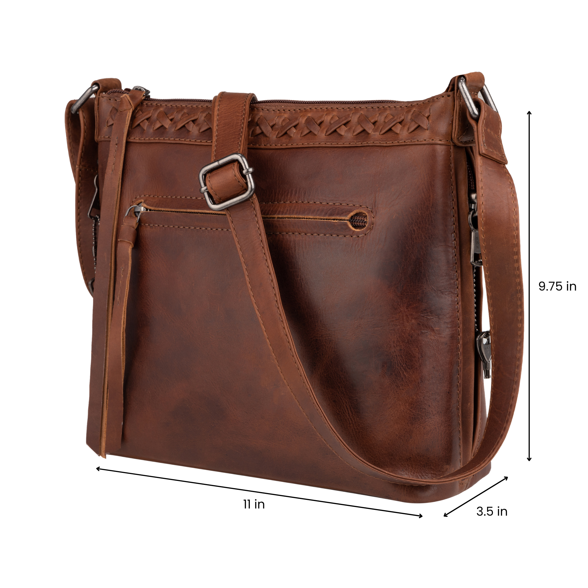 Concealed Carry Crossbody Purse for Women - Faith Leather Crossbody by Lady Conceal - Designer Leather Crossbody CCW Bag - Locking Conceal and Carry Purse with Universal Holster for Handguns - Crossbody Gun and Pistol Bag - concealed carry crossbody Faith leather gun purse with locking zipper