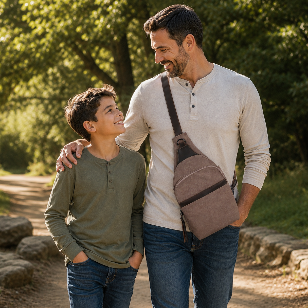 Unisex Canvas with leather Trim Dakota Concealed Carry Light Brown