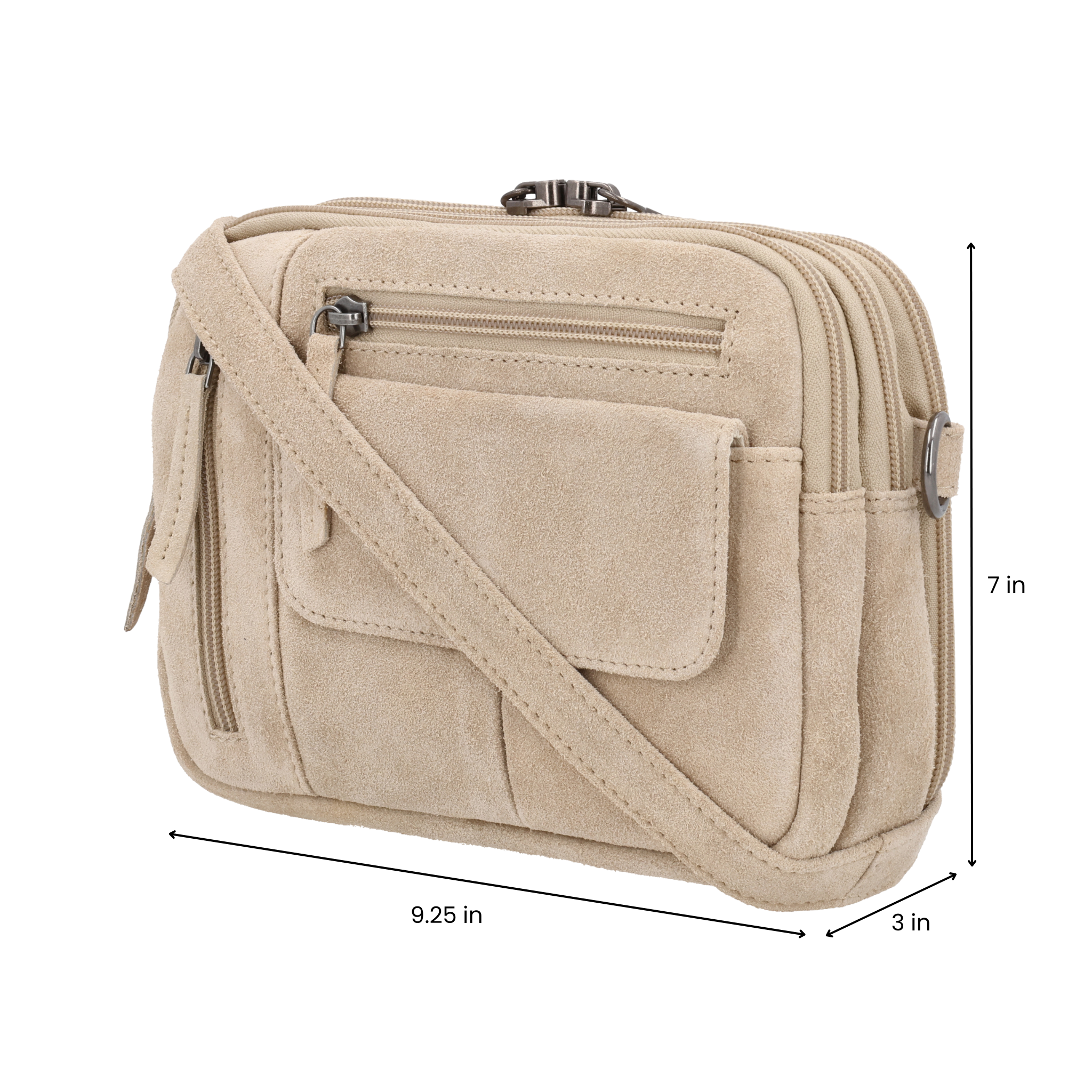 Concealed Carry Hadley Suede Crossbody by Lady Conceal - Anti Theft Locking Bag - Universal Holster Crossbody - Gifts for Firearm Users - Tactical Pistol Purse