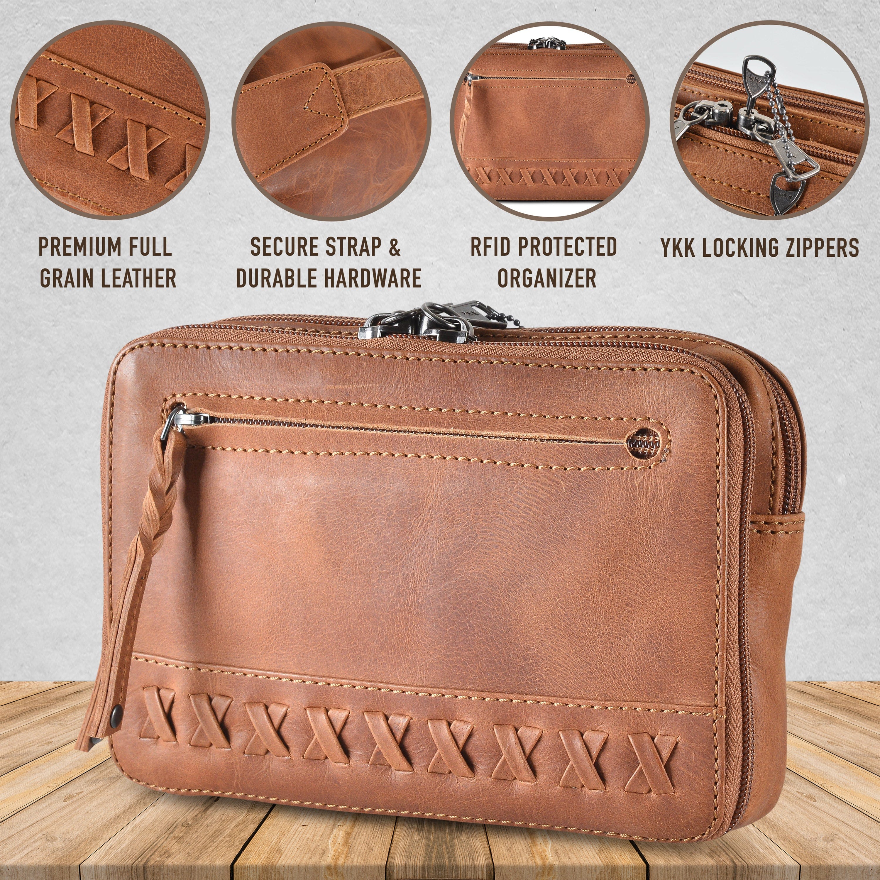 Concealed Carry Kailey Leather Purse Pack - Lady Conceal - Concealed Carry Purse - most popular crossbody bag - crossbody handgun bag - crossbody bags for everyday use - Lady Conceal - Unique Hide Purse - Locking YKK Purse - Fanny Pack for Gun and Pistol - Easy CCW - Fast Draw Bag - Secure Gun Bag
