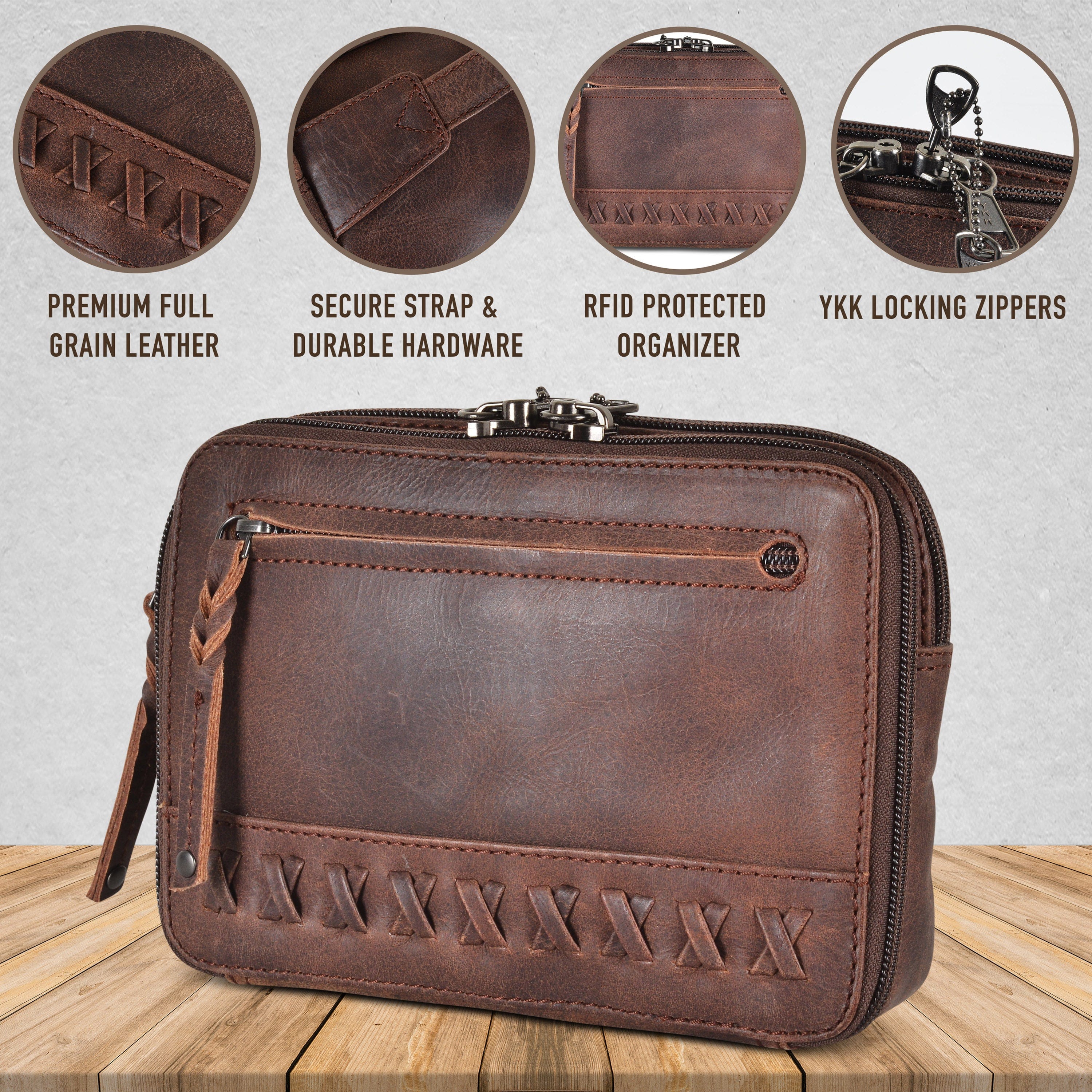 Concealed Carry Kailey Leather Purse Pack - Lady Conceal - Concealed Carry Purse - most popular crossbody bag - crossbody handgun bag - crossbody bags for everyday use - Lady Conceal - Unique Hide Purse - Locking YKK Purse - Fanny Pack for Gun and Pistol - Easy CCW - Fast Draw Bag - Secure Gun Bag