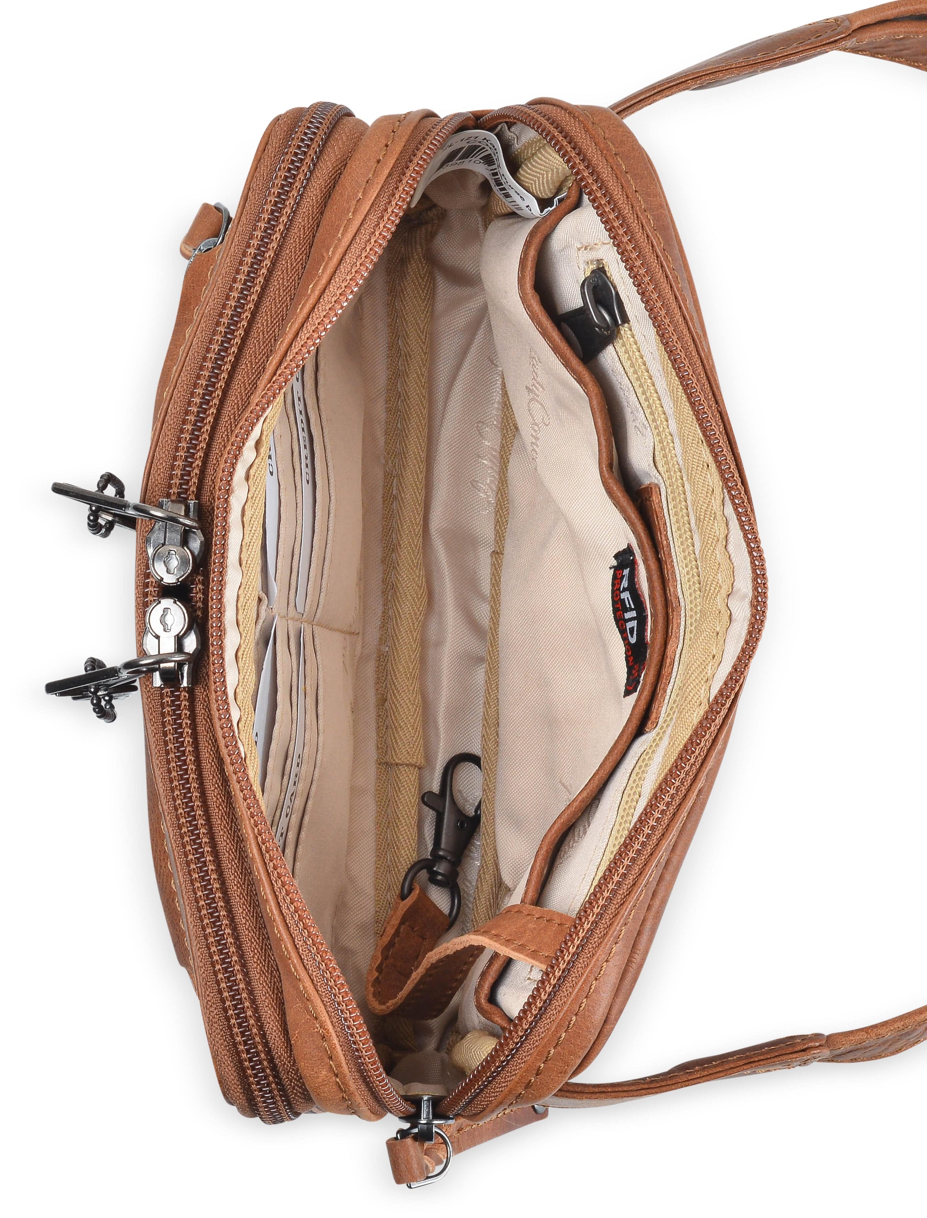 Concealed Carry Kailey Leather Purse Pack - Lady Conceal - Concealed Carry Purse - most popular crossbody bag - crossbody handgun bag - crossbody bags for everyday use - Lady Conceal - Unique Hide Purse - Locking YKK Purse - Fanny Pack for Gun and Pistol - Easy CCW - Fast Draw Bag - Secure Gun Bag