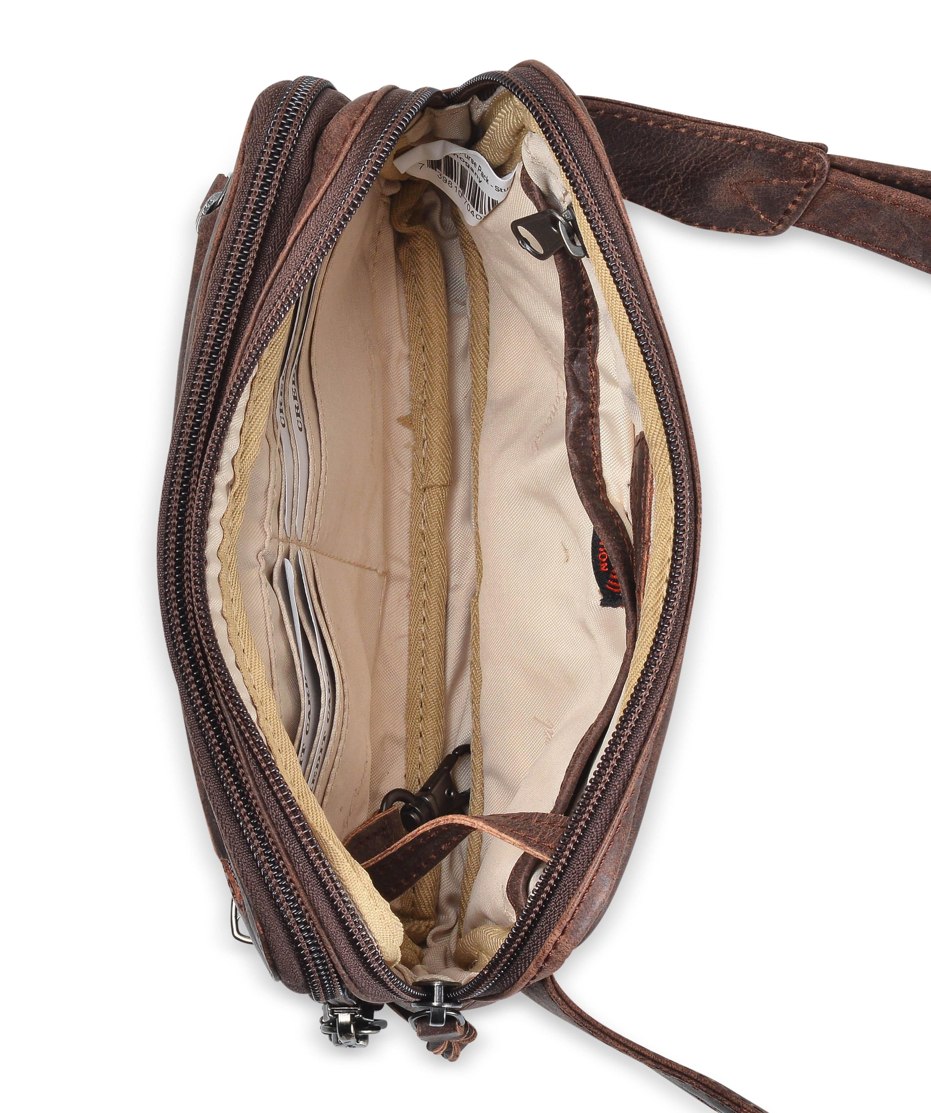 Concealed Carry Kailey Leather Purse Pack - Lady Conceal - Concealed Carry Purse - most popular crossbody bag - crossbody handgun bag - crossbody bags for everyday use - Lady Conceal - Unique Hide Purse - Locking YKK Purse - Fanny Pack for Gun and Pistol - Easy CCW - Fast Draw Bag - Secure Gun Bag