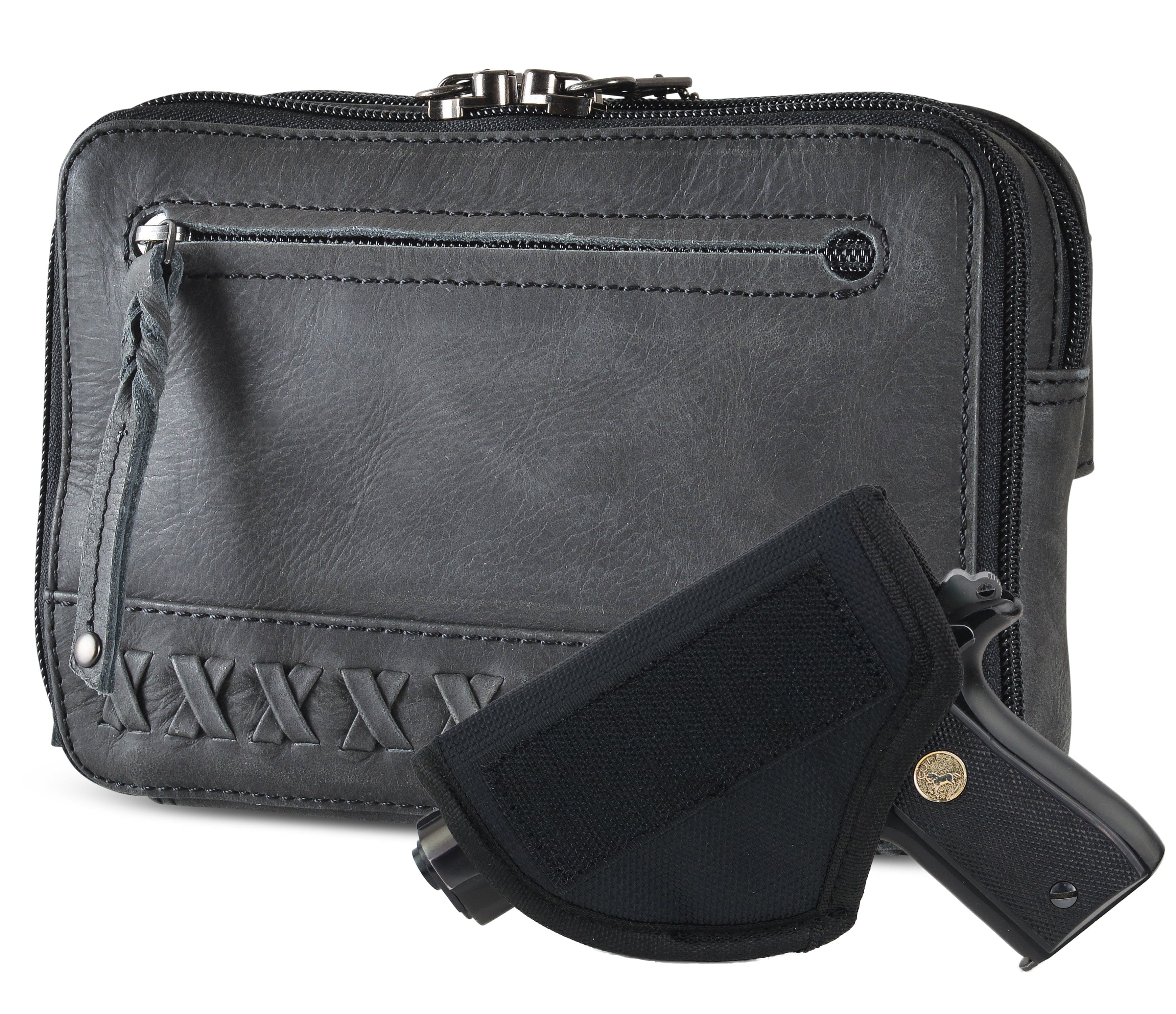 Concealed Carry Kailey Leather Purse Pack - Lady Conceal - Concealed Carry Purse - most popular crossbody bag - crossbody handgun bag - crossbody bags for everyday use - Lady Conceal - Unique Hide Purse - Locking YKK Purse - Fanny Pack for Gun and Pistol - Easy CCW - Fast Draw Bag - Secure Gun Bag