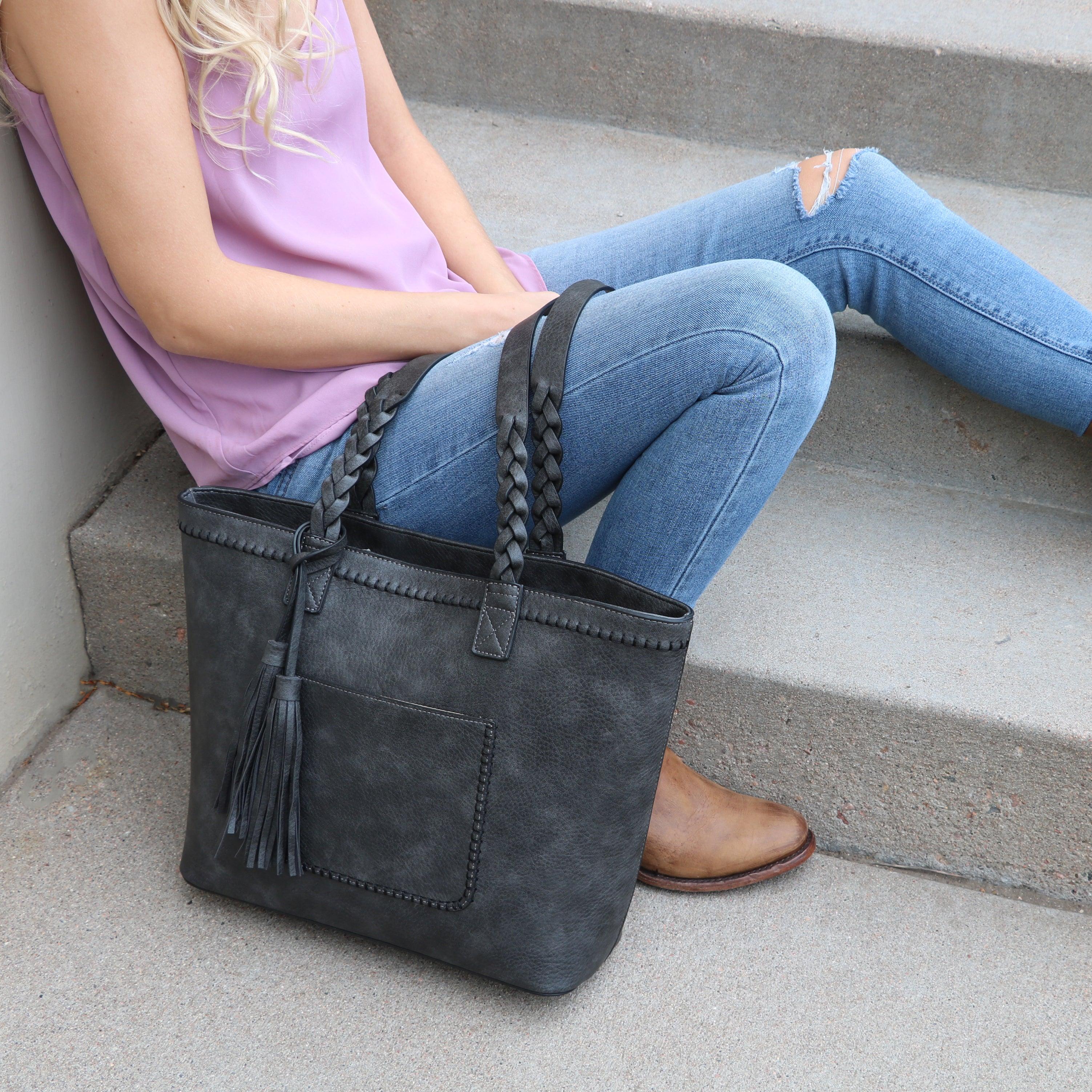 Concealed Carry Cora Tote by Lady Conceal - Locking Designer Conceal Carry Handbag for women - Locking Conceal and Carry Handbag with Universal Holster for Handguns - Unique Handbag Gun and Pistol Bag - crossbody Handbag for concealed gun carry - concealed carry Handbag gun purse with locking zipper