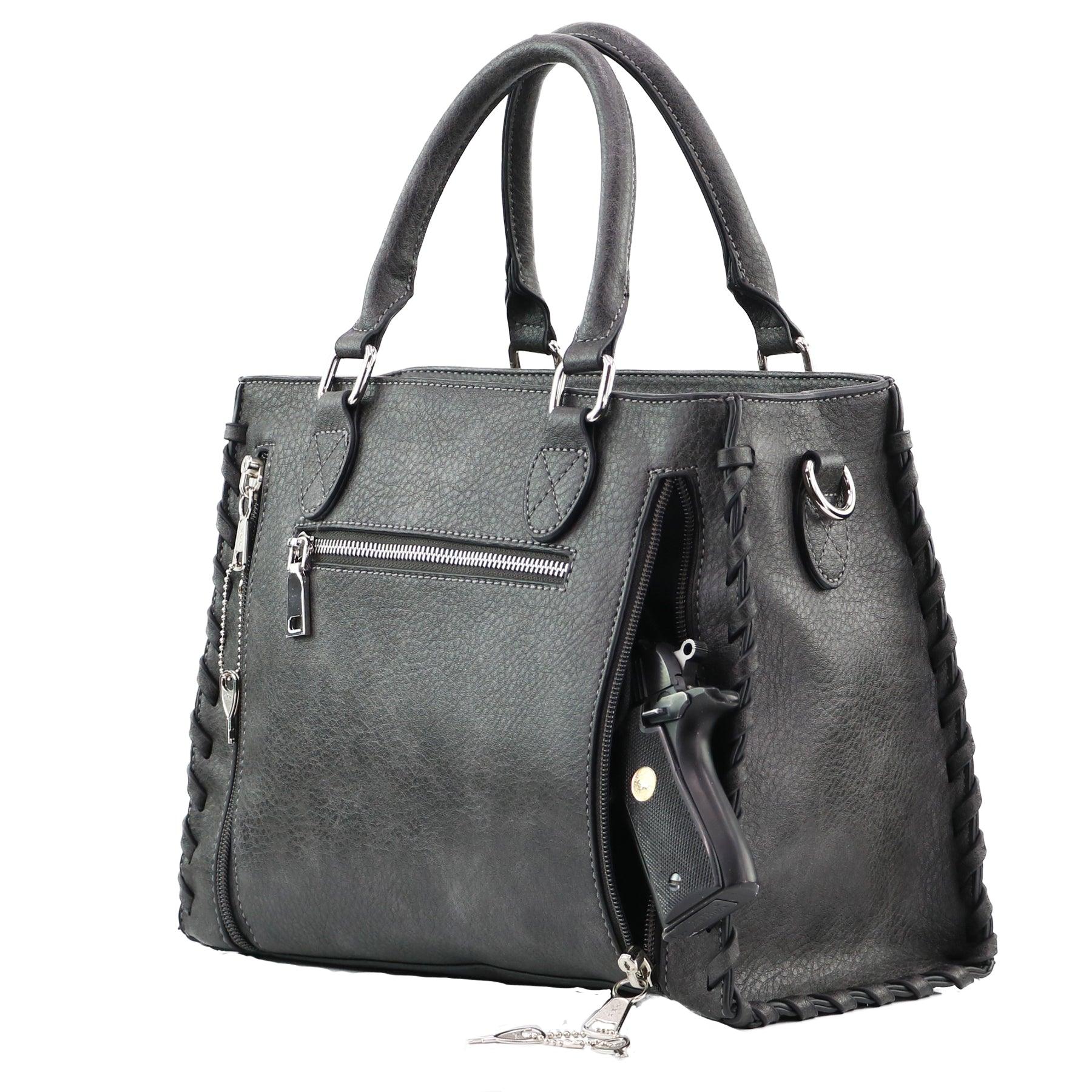 Concealed Carry Ann Satchel by Lady Conceal - Designer Luxury Conceal Carry Handbag - YKK Locking Zippers and Universal Handbag Gun and Pistol Bag - crossbody Handbag for concealed gun carry - concealed carry Handbag Ann Satchel gun Handbag - concealed carry gun Handbag