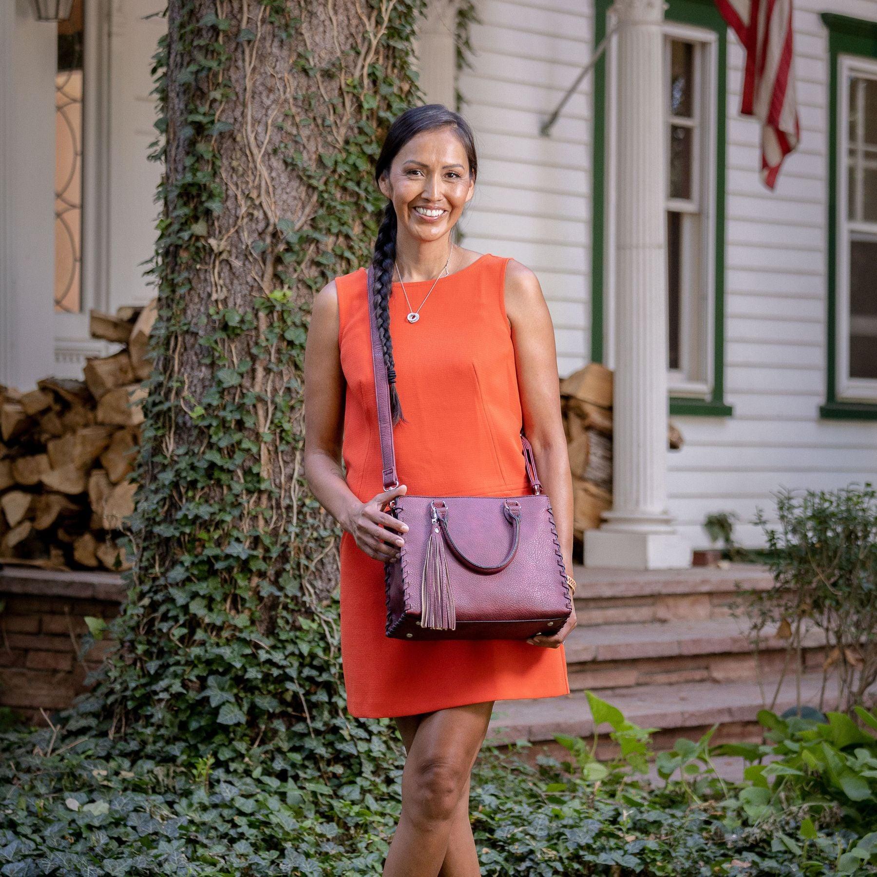 Concealed Carry Ann Satchel by Lady Conceal - Designer Luxury Conceal Carry Handbag - YKK Locking Zippers and Universal Handbag Gun and Pistol Bag - crossbody Handbag for concealed gun carry - concealed carry Handbag Ann Satchel gun Handbag - concealed carry gun Handbag