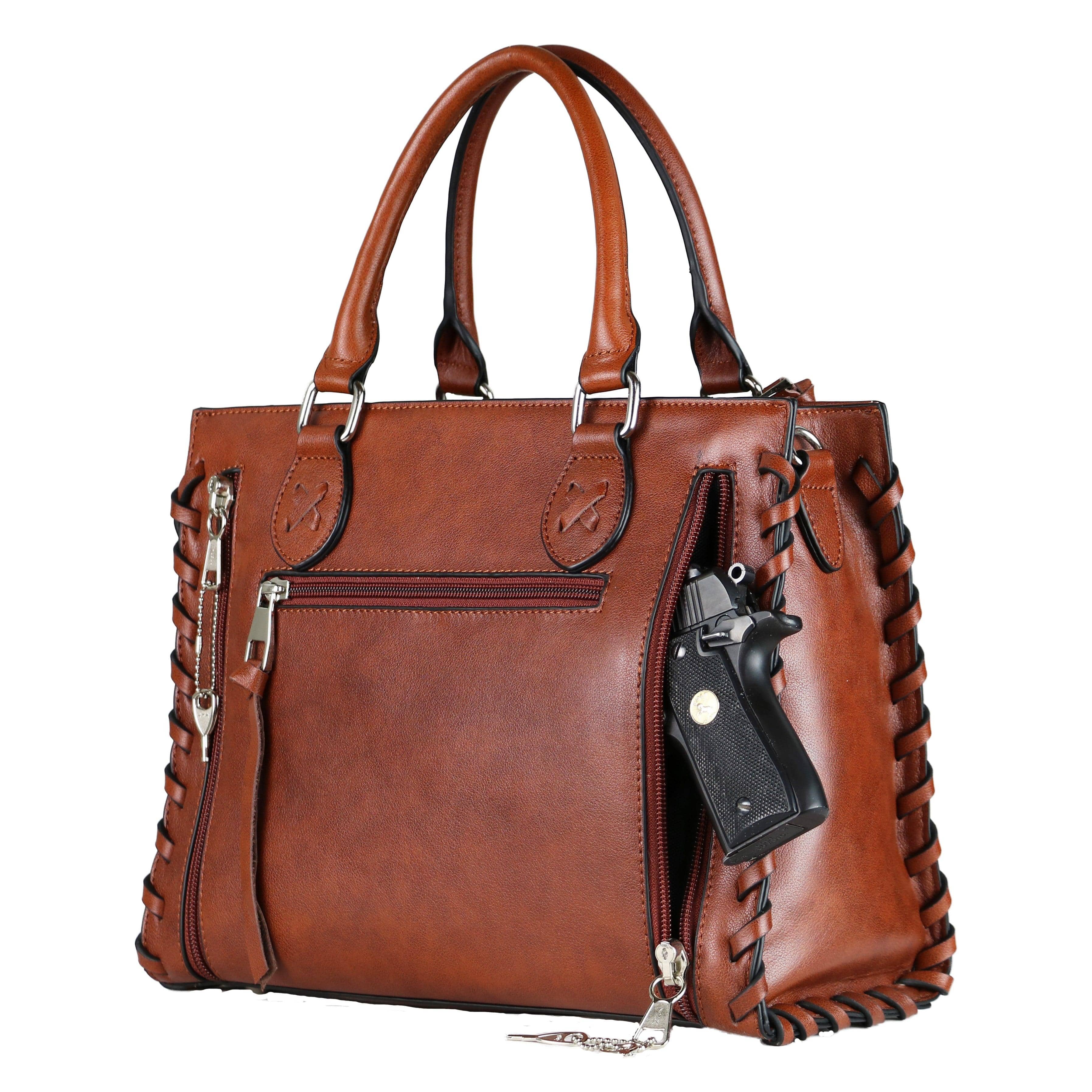 Concealed Carry Emma Leather Satchel - Designer Concealed Carry Purse - YKK Locking Purse with Universal Holster - Leather Bag For Gun Owners - Easy Conceal Carry - CCW Purse for Women - concealed carry Handbag for woman - Conceal and Carry purse for Handgun - Designer Luxury Conceal Carry Handbag - Unique Hide Handbag Gun and Pistol Bag - carry Handbag for concealed gun carry - Unique Emma gun Handbag -