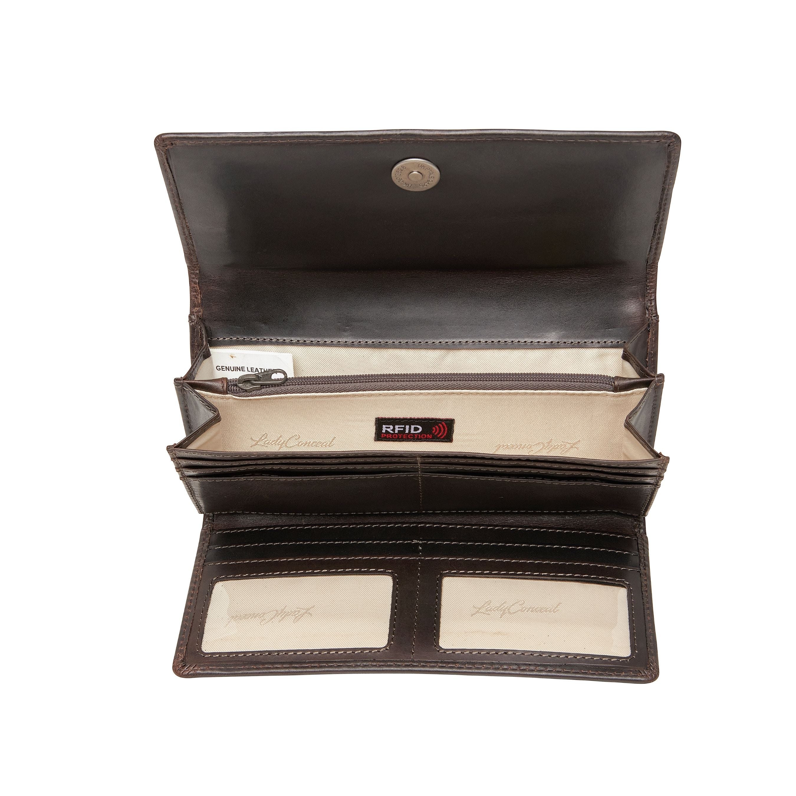 Hope RFID Leather Laced Wallet by Lady Conceal, Wholesale Leather Wallets, Conceal Carry Accessories for Retailers, Inventory for Shops, USA Owned, Drop Shipping Available