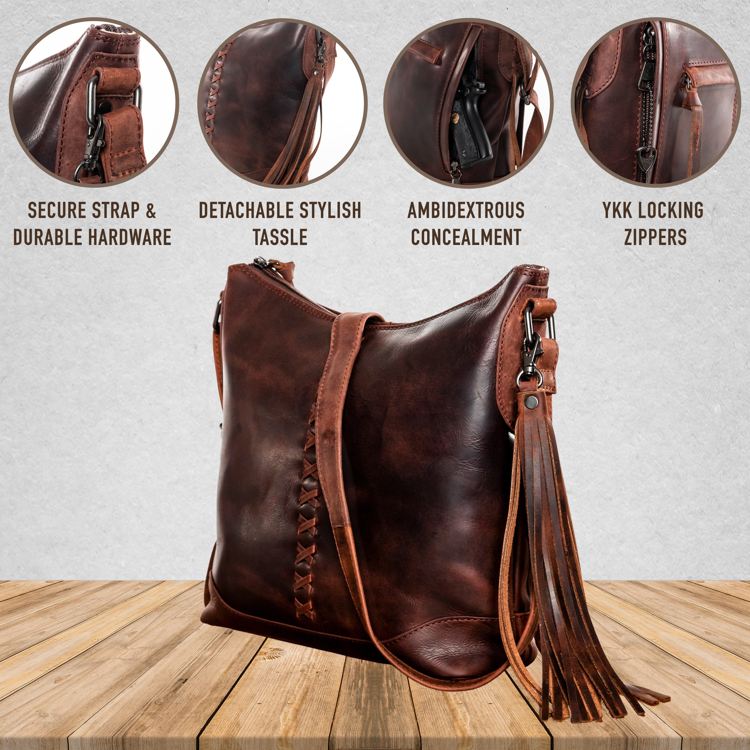 Concealed Carry Blake Scooped Leather Crossbody - Lady Conceal - Concealed Carry Purse - black crossbody purse designer - black owned purse designers - crossbody bag for concealed gun carry - concealed carry gun bags - concealed carry crossbody bag - concealed carry purse crossbody - Gift for gun owners - Women Gun Bag - most popular crossbody bag - crossbody handgun bag - crossbody bags for everyday use