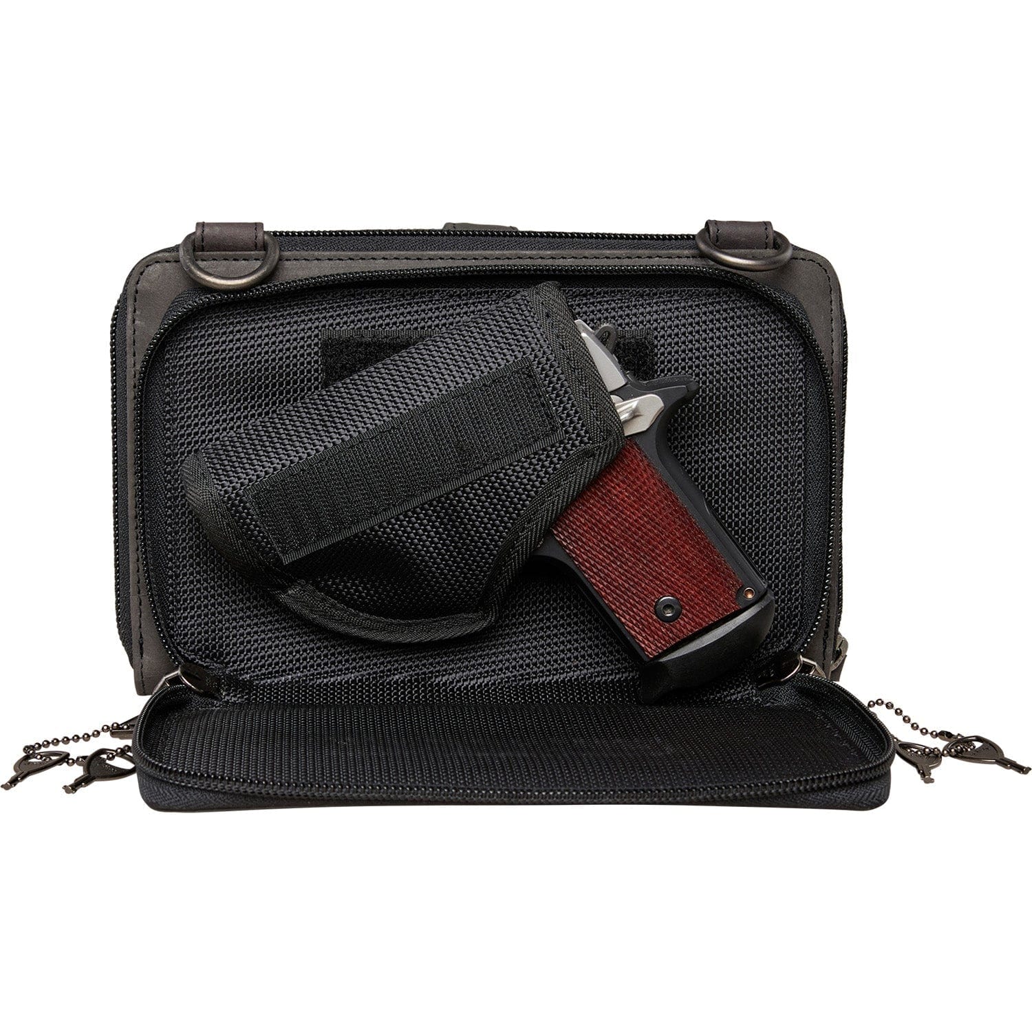 Concealed Carry Millie Leather Crossbody Organizer - YKK Locking with Universal Holster for Pistol - Lightweight Concealed Carry - CCW Pistol Bag - Women Conceal Carry - crossbody handgun bag - crossbody bags for everyday use - Lady Conceal - Unique Hide Purse - Locking YKK Purse - Fanny Pack for Gun and Pistol - Easy CCW - Fast Draw Bag - Secure Gun Bag