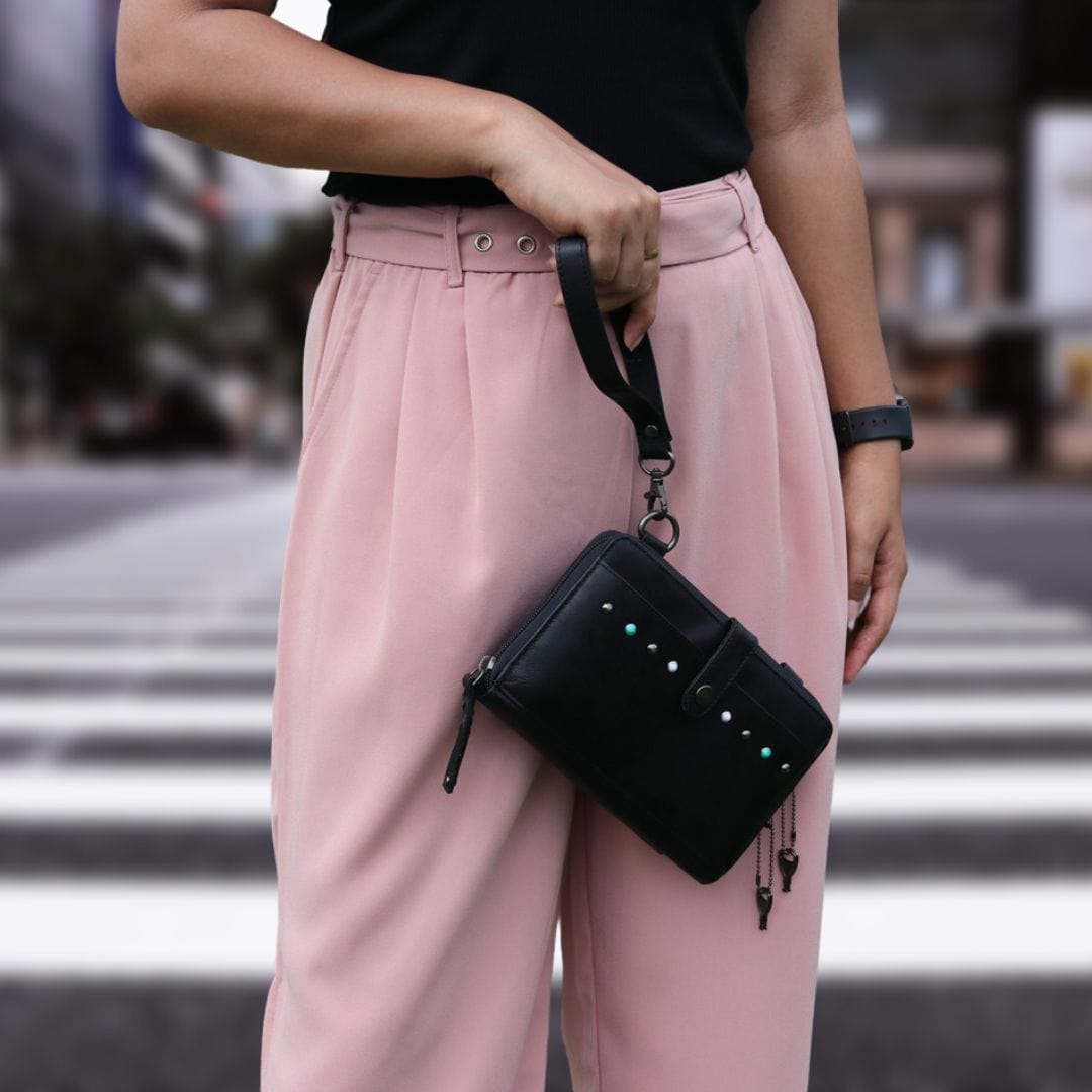 Concealed Carry Millie Leather Crossbody Organizer - YKK Locking with Universal Holster for Pistol - Lightweight Concealed Carry - CCW Pistol Bag - Women Conceal Carry - crossbody handgun bag - crossbody bags for everyday use - Lady Conceal - Unique Hide Purse - Locking YKK Purse - Fanny Pack for Gun and Pistol - Easy CCW - Fast Draw Bag - Secure Gun Bag