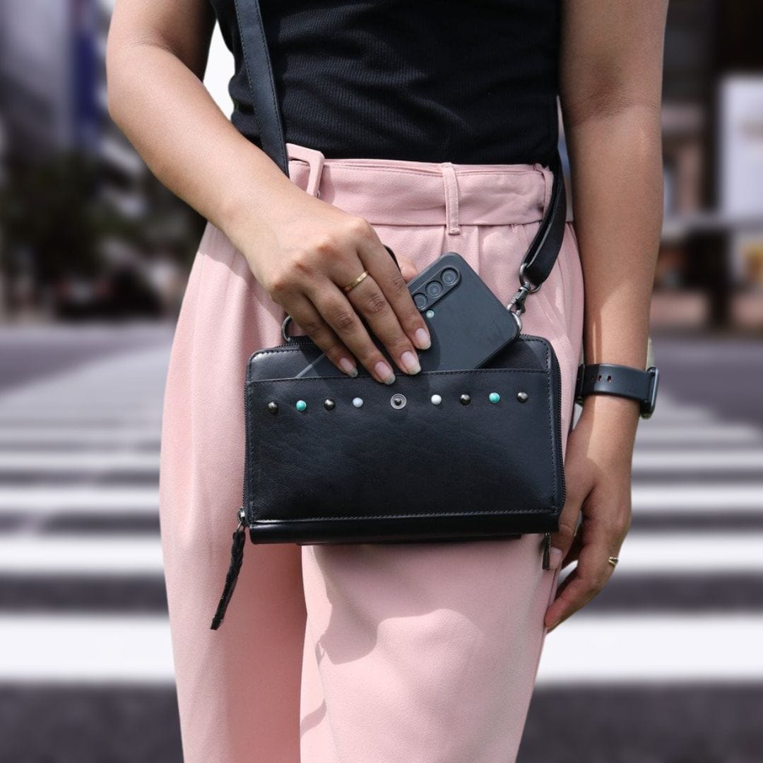 Concealed Carry Millie Leather Crossbody Organizer - YKK Locking with Universal Holster for Pistol - Lightweight Concealed Carry - CCW Pistol Bag - Women Conceal Carry - crossbody handgun bag - crossbody bags for everyday use - Lady Conceal - Unique Hide Purse - Locking YKK Purse - Fanny Pack for Gun and Pistol - Easy CCW - Fast Draw Bag - Secure Gun Bag