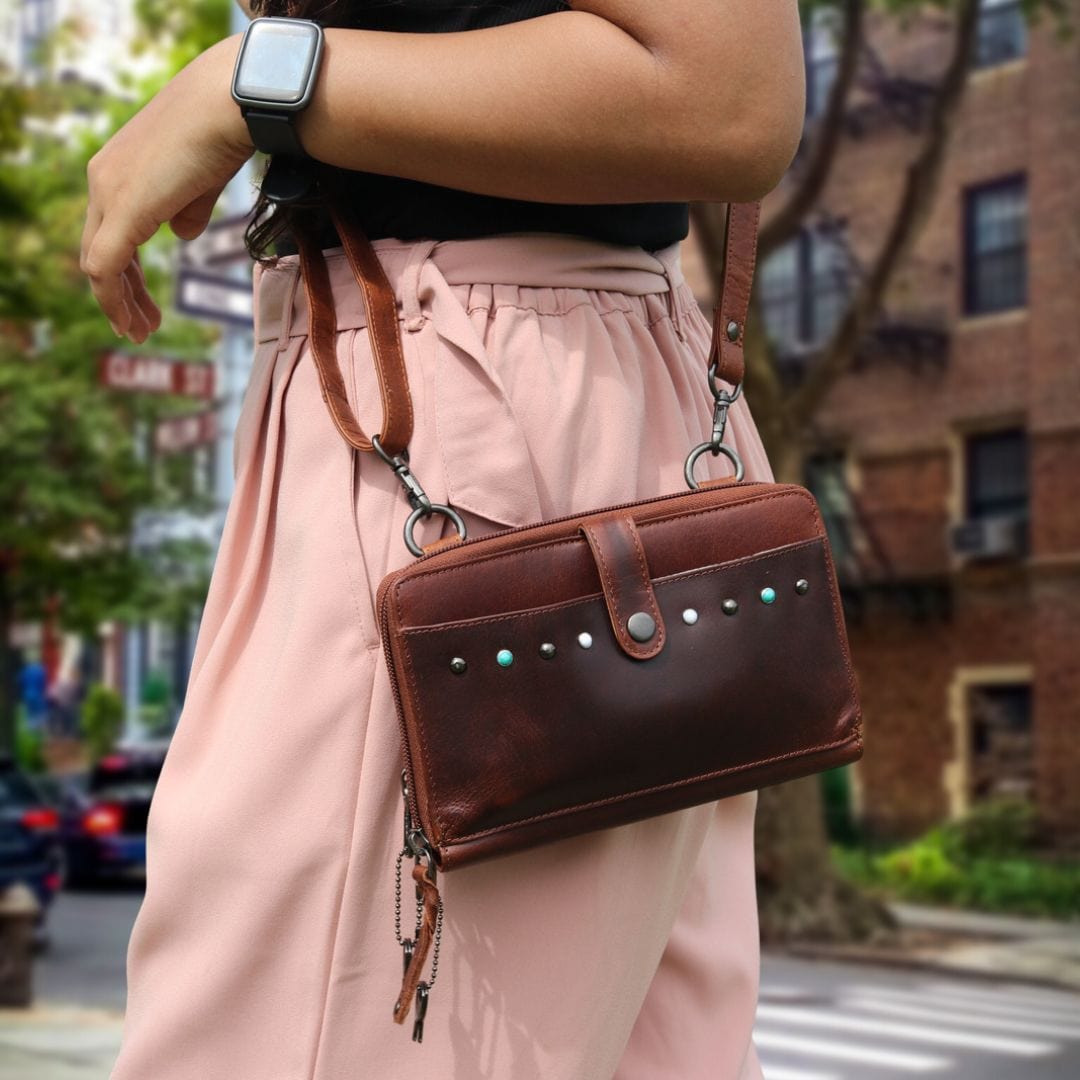 Concealed Carry Millie Leather Crossbody Organizer - YKK Locking with Universal Holster for Pistol - Lightweight Concealed Carry - CCW Pistol Bag - Women Conceal Carry - crossbody handgun bag - crossbody bags for everyday use - Lady Conceal - Unique Hide Purse - Locking YKK Purse - Fanny Pack for Gun and Pistol - Easy CCW - Fast Draw Bag - Secure Gun Bag