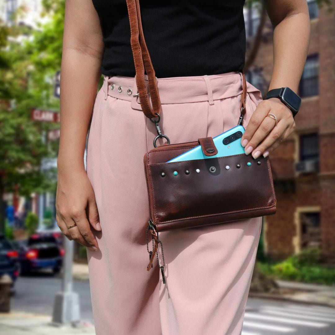 Concealed Carry Millie Leather Crossbody Organizer - YKK Locking with Universal Holster for Pistol - Lightweight Concealed Carry - CCW Pistol Bag - Women Conceal Carry - crossbody handgun bag - crossbody bags for everyday use - Lady Conceal - Unique Hide Purse - Locking YKK Purse - Fanny Pack for Gun and Pistol - Easy CCW - Fast Draw Bag - Secure Gun Bag