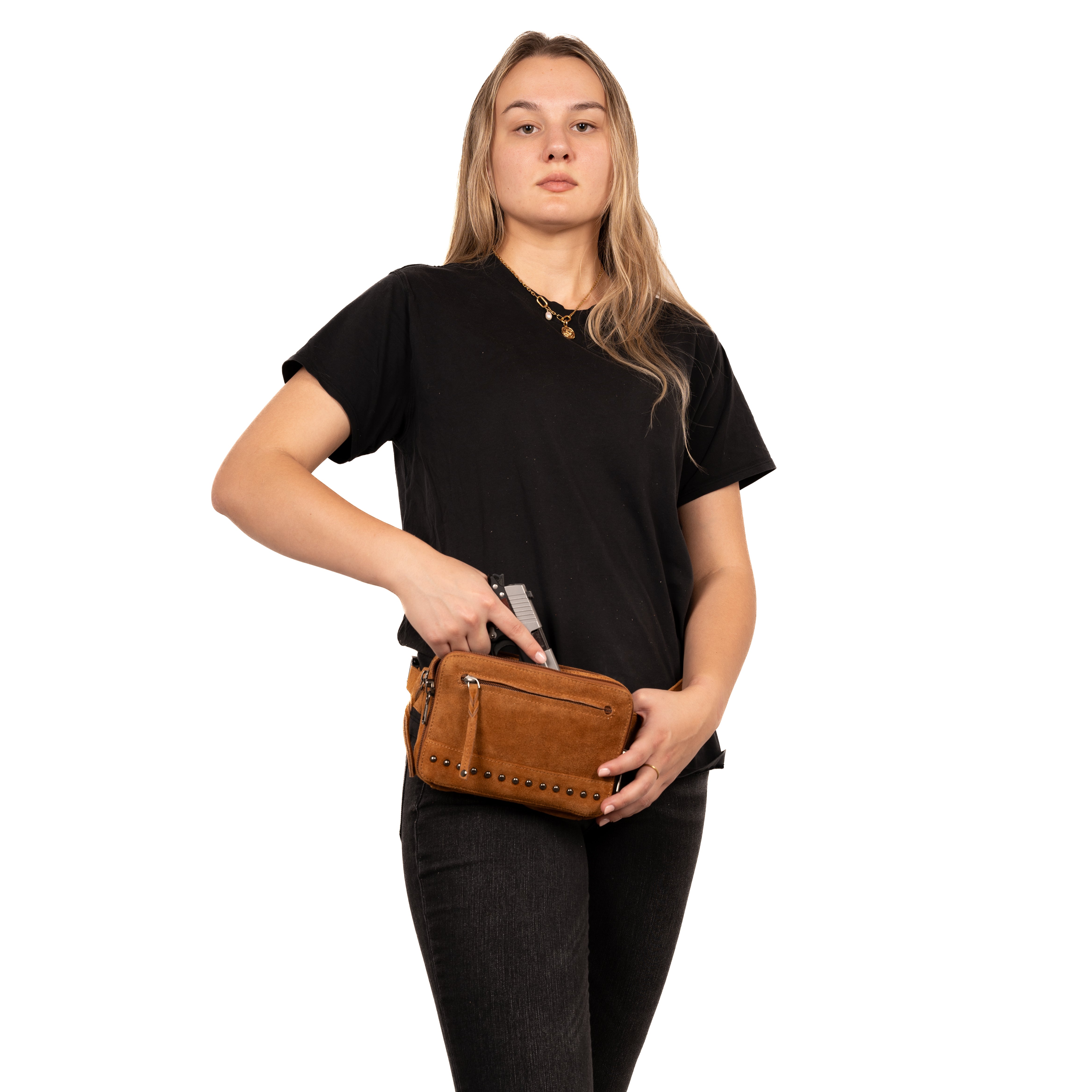Concealed Carry Kailey Leather Purse Pack - Lady Conceal - Concealed Carry Purse - most popular crossbody bag - crossbody handgun bag - crossbody bags for everyday use - Lady Conceal - Unique Hide Purse - Locking YKK Purse - Fanny Pack for Gun and Pistol