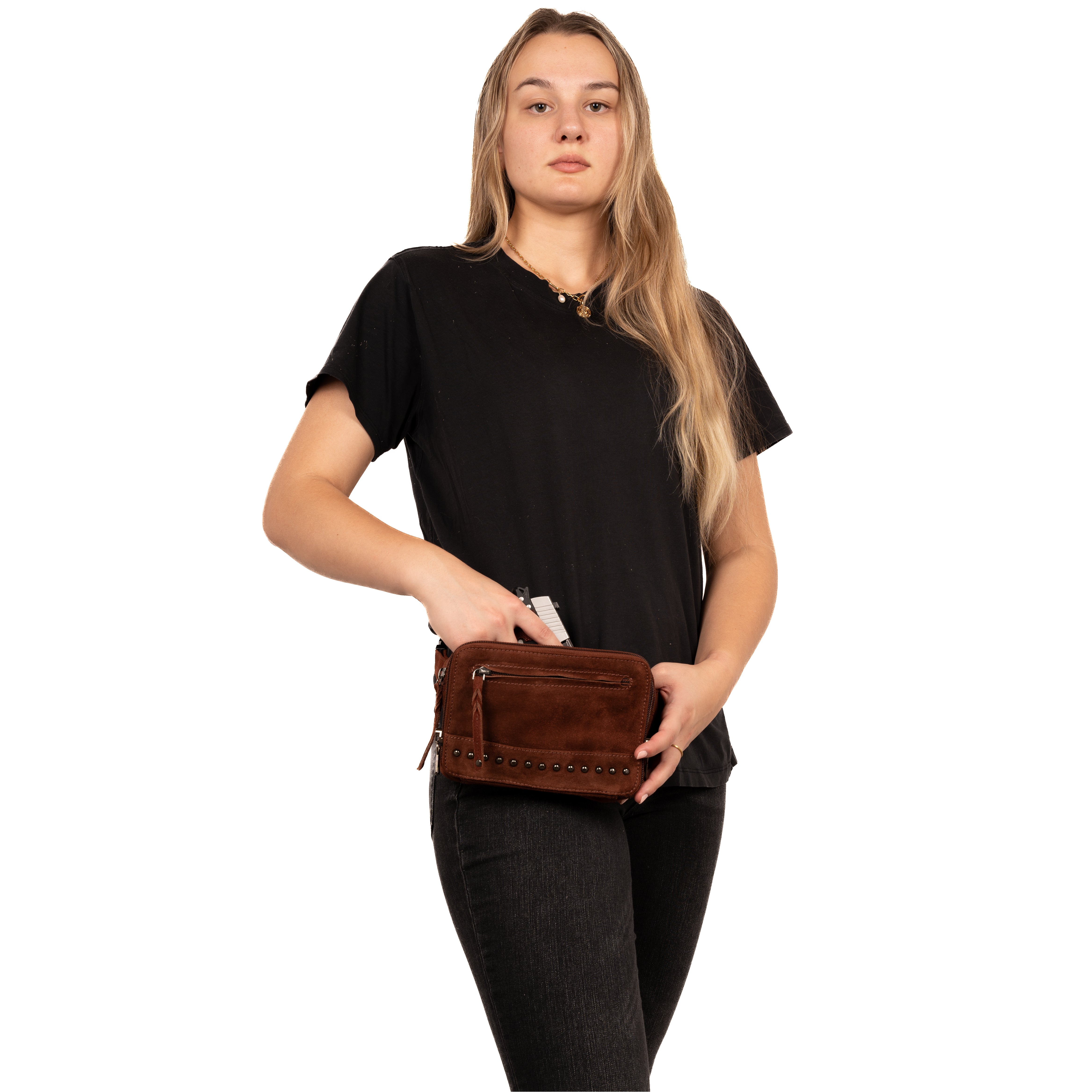 Concealed Carry Kailey Leather Purse Pack - Lady Conceal - Concealed Carry Purse - most popular crossbody bag - crossbody handgun bag - crossbody bags for everyday use - Lady Conceal - Unique Hide Purse - Locking YKK Purse - Fanny Pack for Gun and Pistol