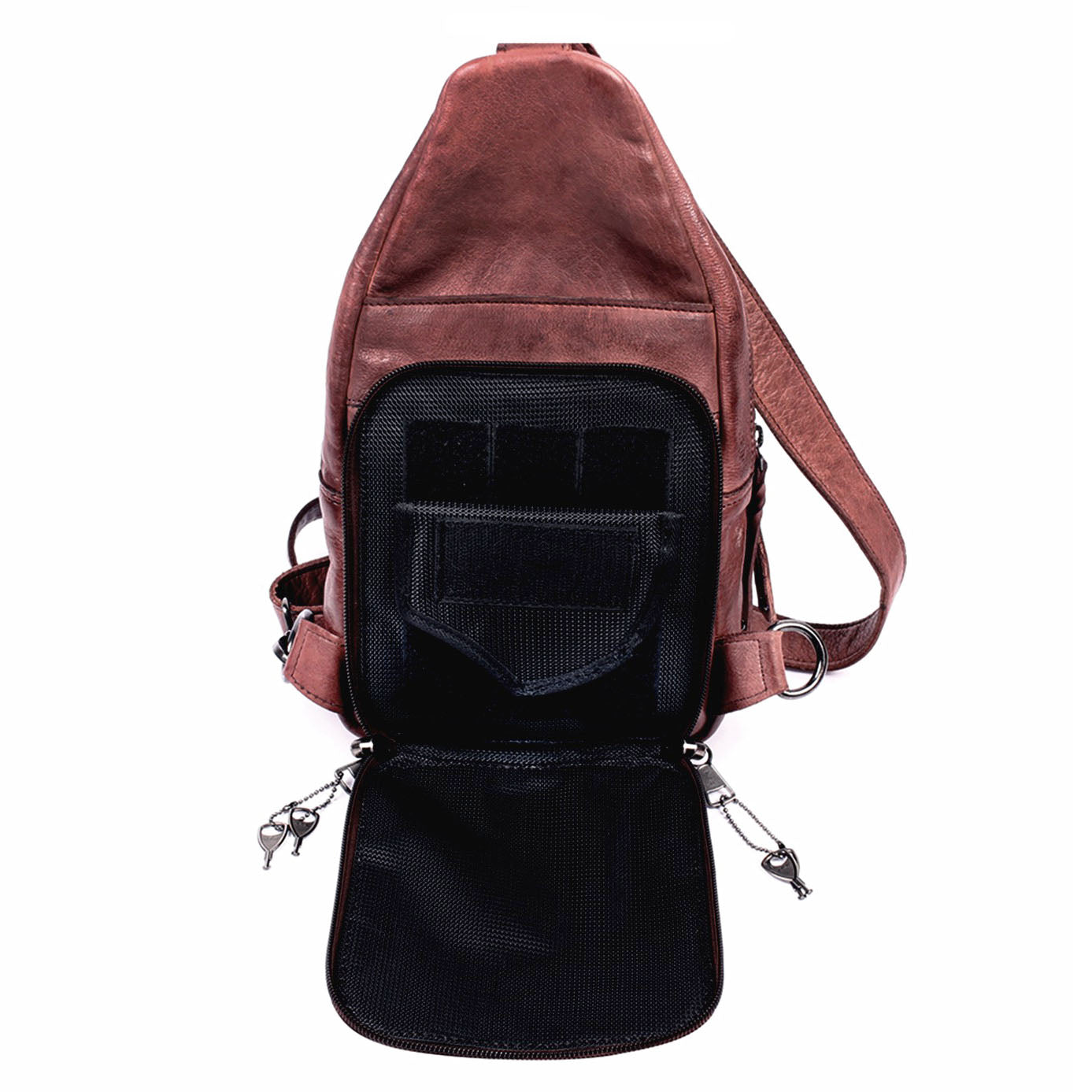 Taylor Sling Gun Leather Bag by Lady Conceal, Concealed Carry Backpack, Firearm Storage, Dealer and Shop Ready