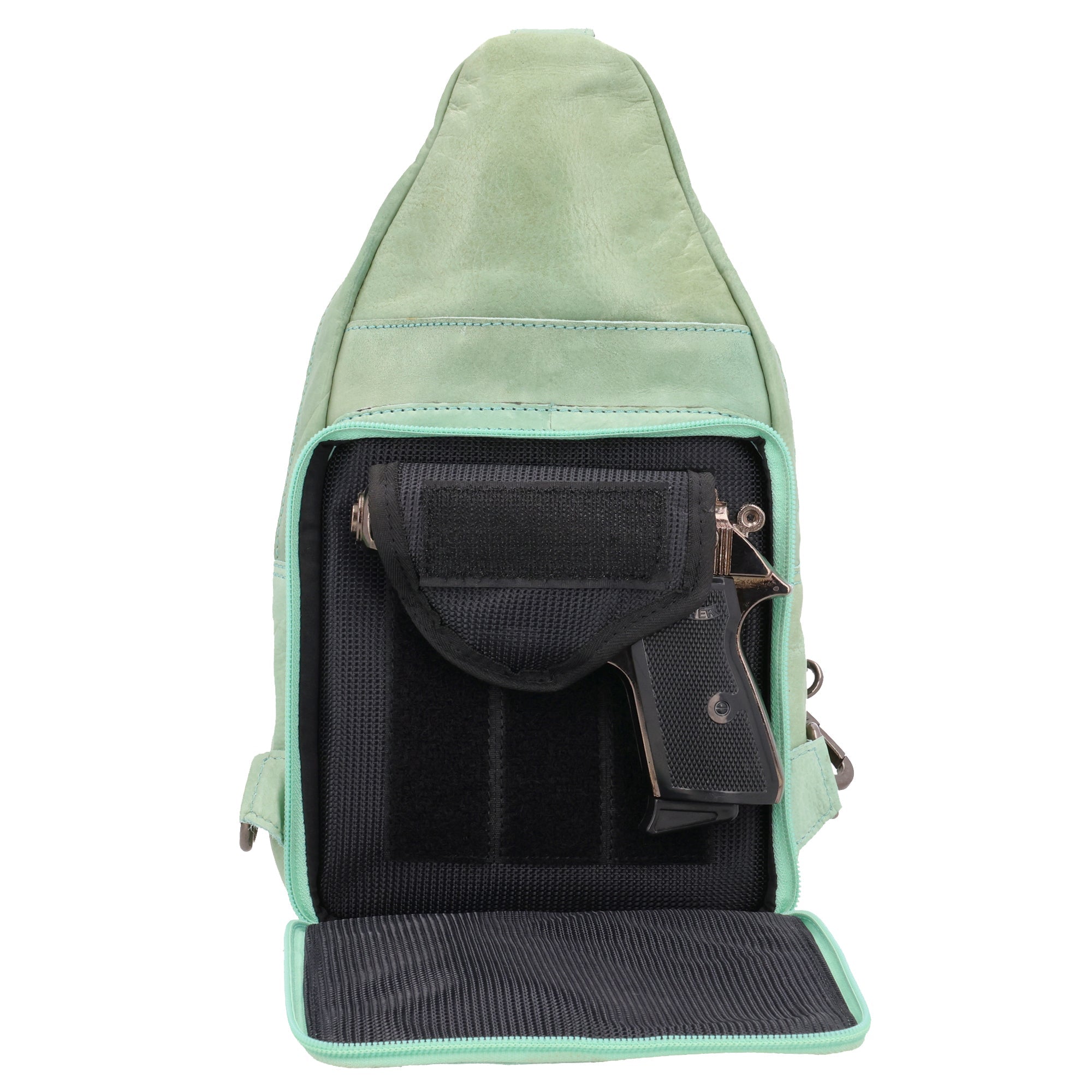 Haven Sling CCW Backpack – Leather Gun Bag with Ambidextrous Access and Holster – Tactical Supplies for Dealers