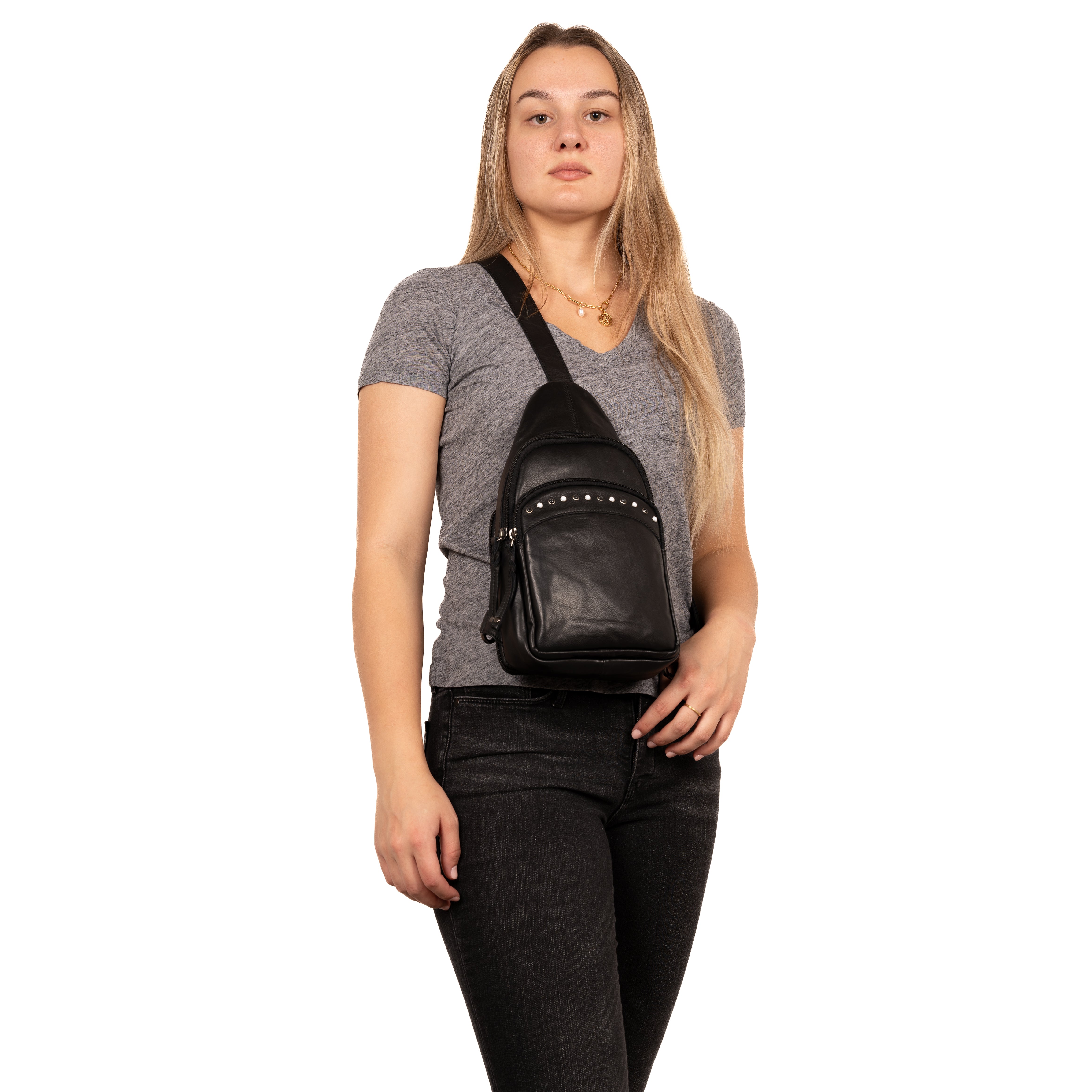 Durable full-grain leather CCW backpack designed for firearm instructors, dealers, and small USA-owned gun shops
