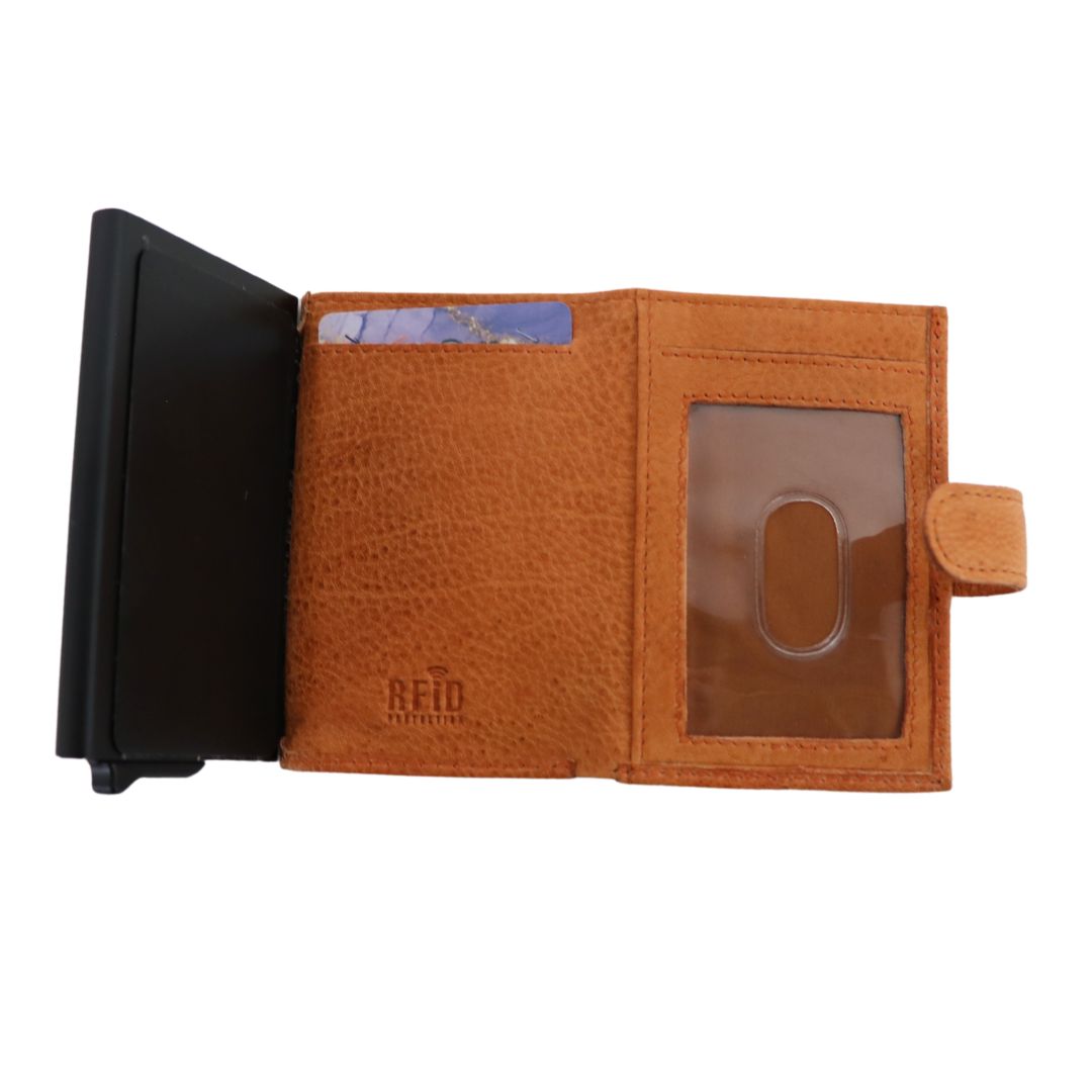 Nova Pop-Up Leather Wallet by Lady Conceal – Compact RFID Wallet for Sporting Goods and Concealed Carry Sellers