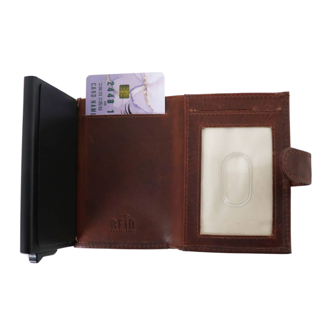 RFID Leather Wallet by Lady Conceal – Nova Pop-Up Style with 8-Card Capacity, Coin Pouch, ID Slot – Wholesale Ready