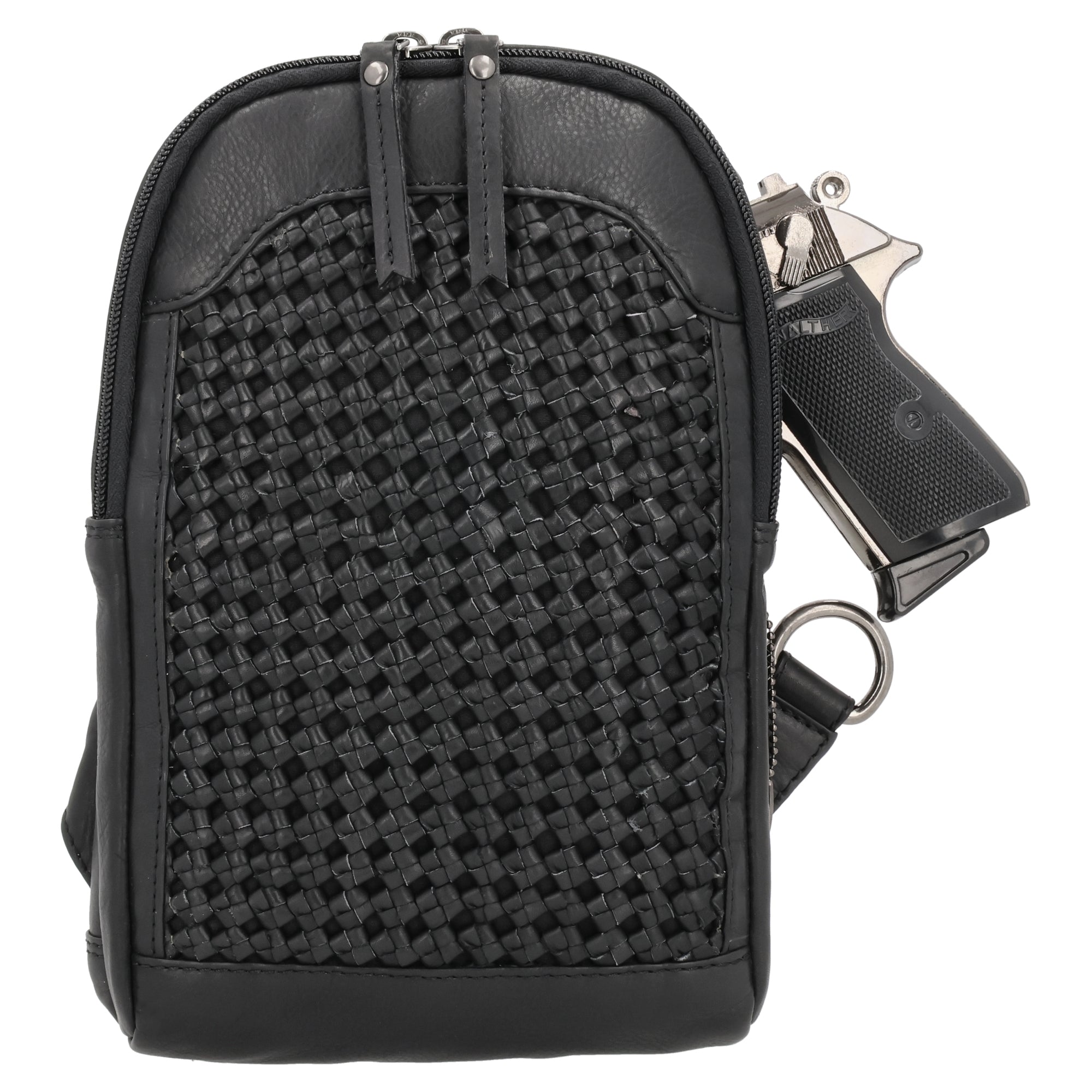 Bristol Sling Leather Backpack for Concealed Carry by Lady Conceal, KK Locking Zippers, Shop, Dealer, Lady Conceal Seller
