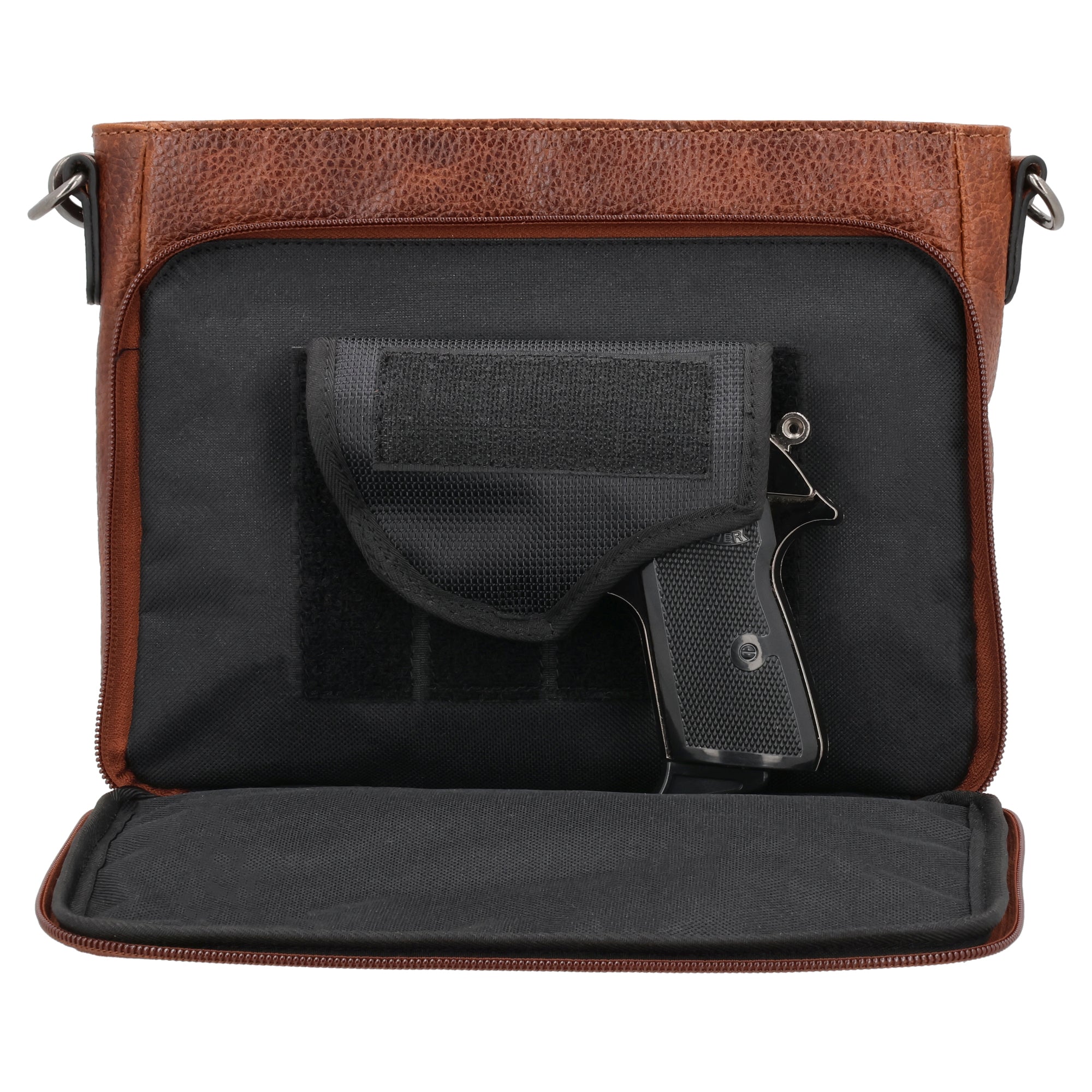 Lady Conceal Zoe purse, RFID card slots, locking concealment pocket, trusted by gun shops, instructors, and USA-based sellers