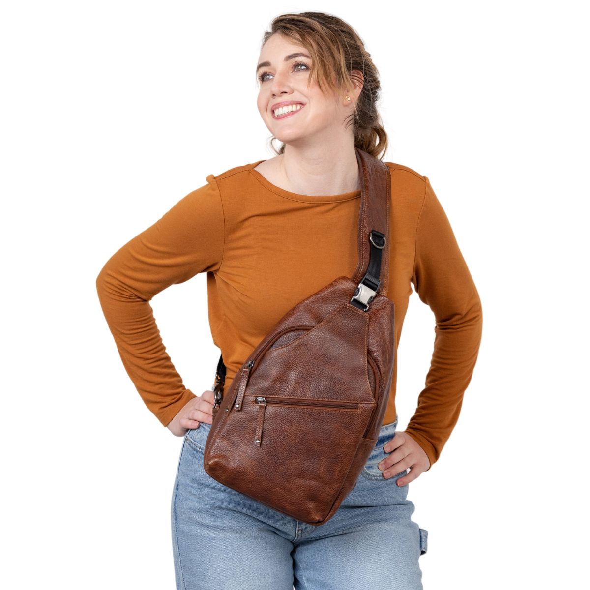 Concealed Carry Sling for Men and Women by Lady Conceal, Grayson, Buffalo Leather, Dealer, Drop Shipping, Wholesale Supplies