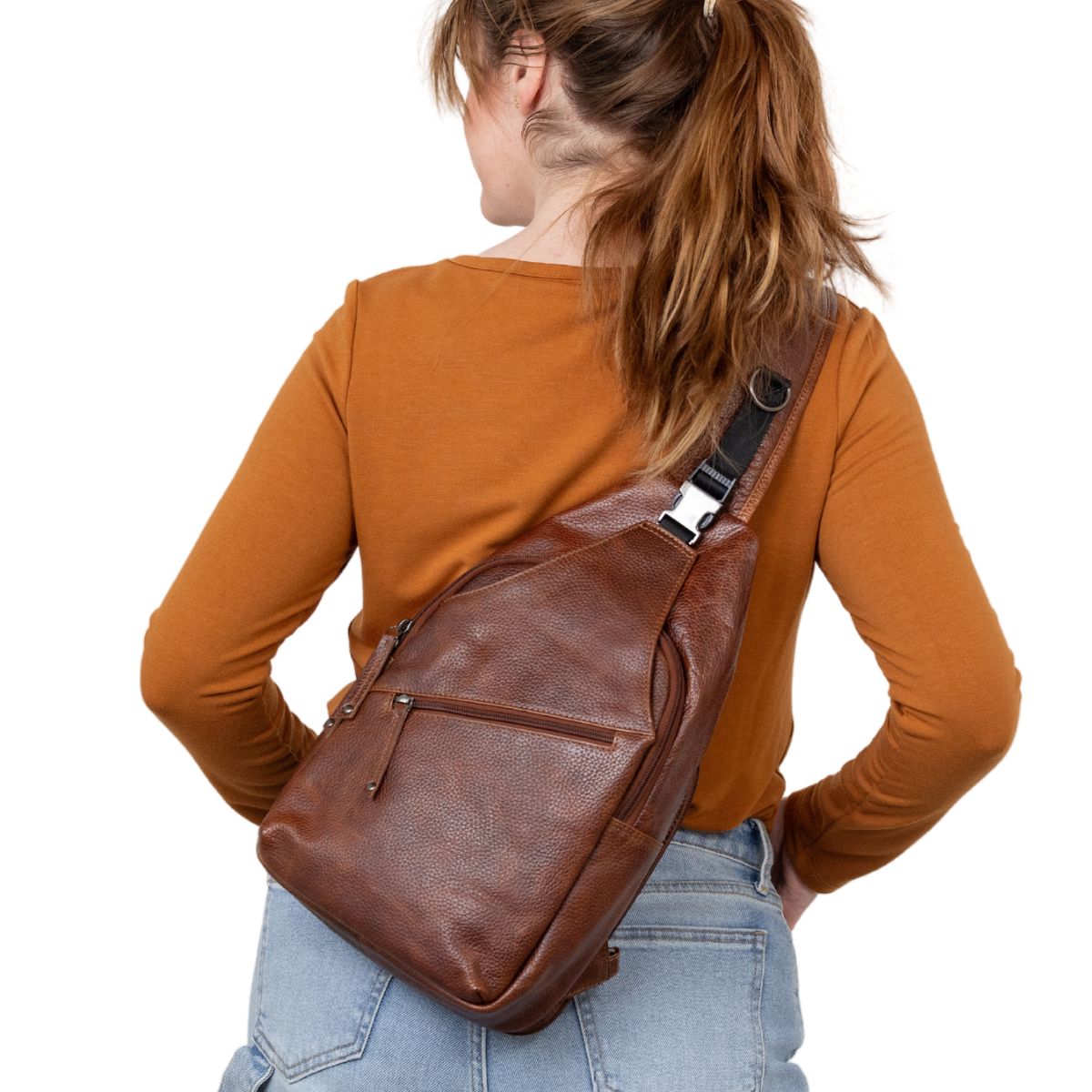 Grayson Leather Concealed Carry Sling by Lady Conceal, Unisex, Locking Holster, CCW Bag, Dealer, Drop Shipping, Lady Conceal Sign Up