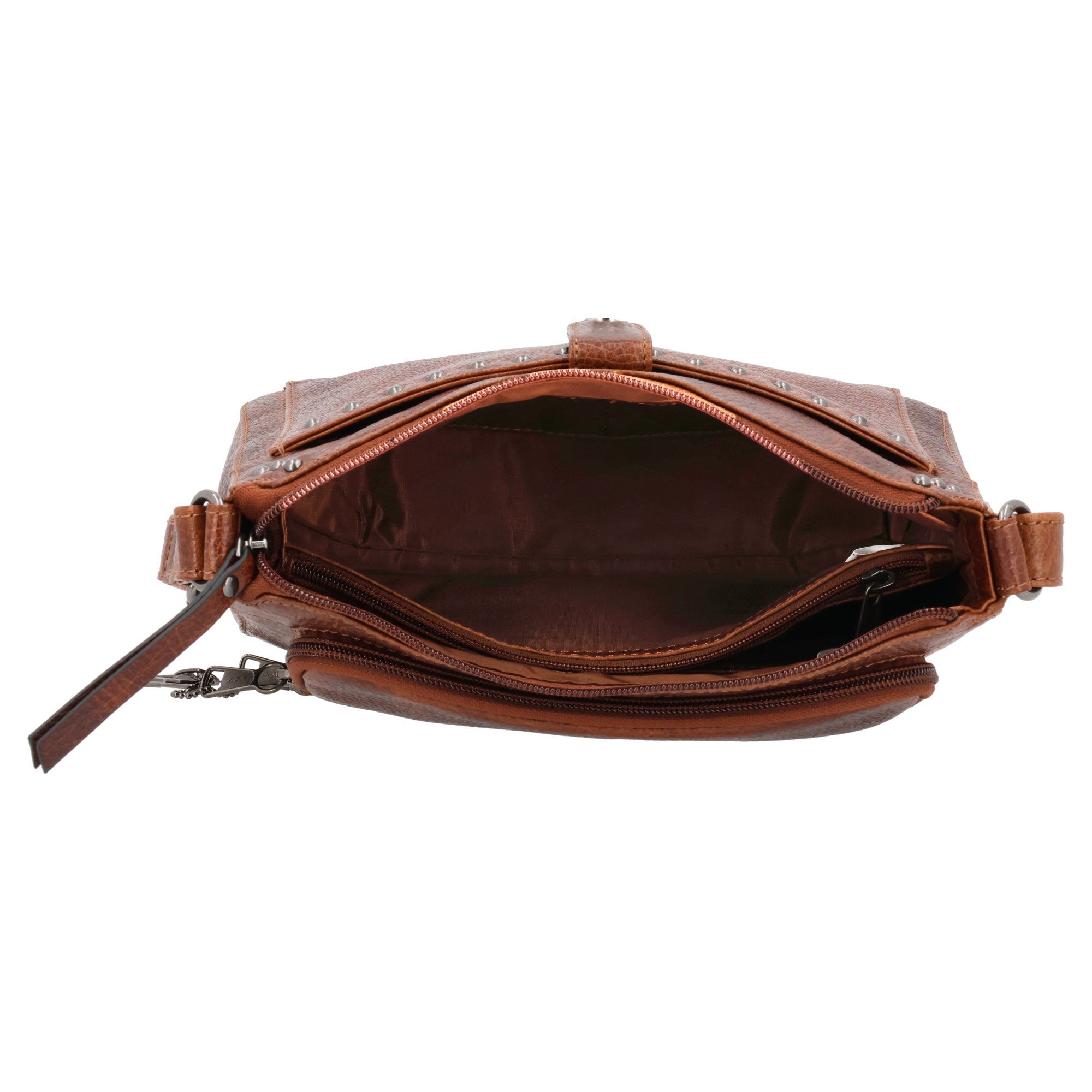 Leah Studded Gun Purse – Lady Conceal Buffalo Leather RFID Bag with Key Lock - Lady Conceal Online Dealer