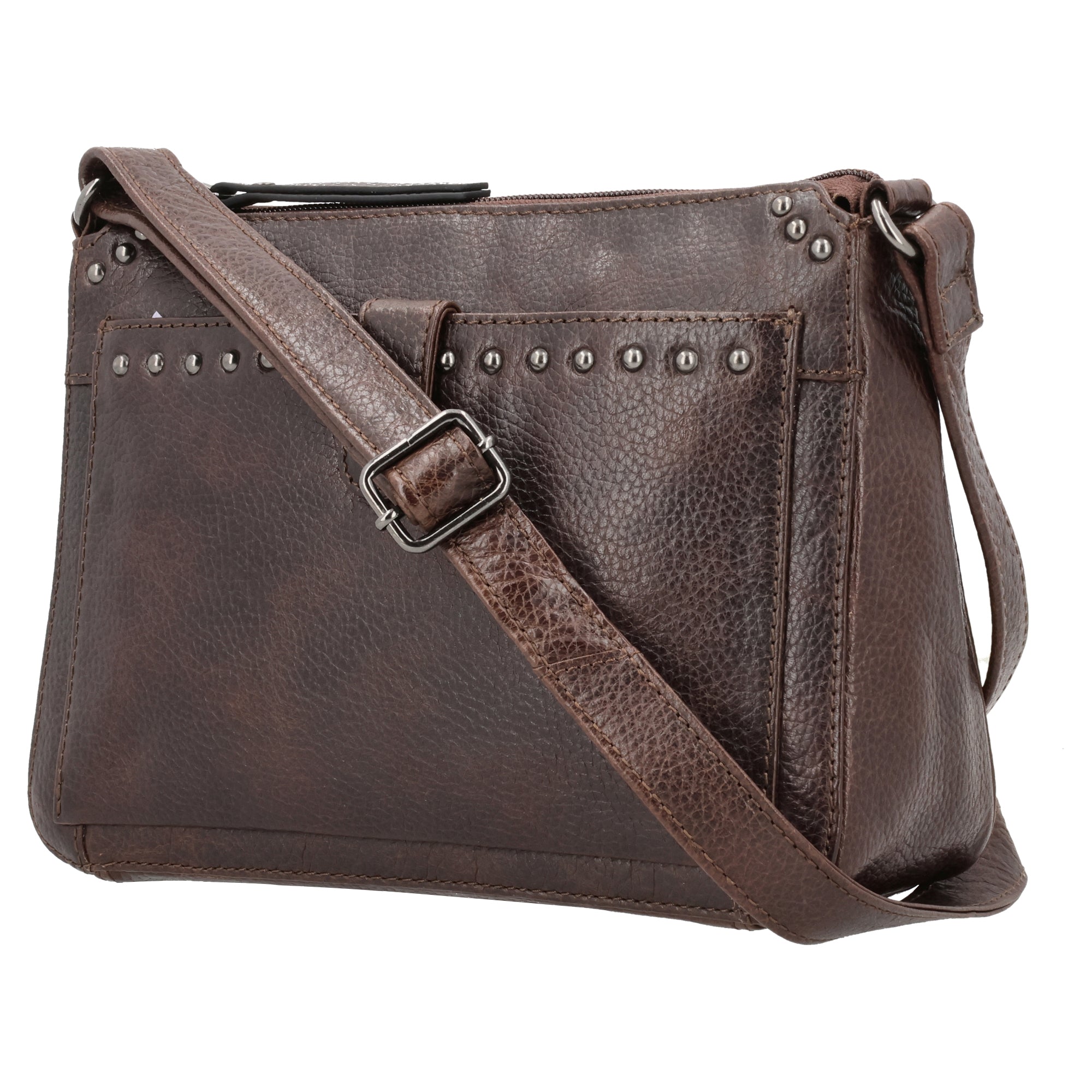 Buffalo Leather Gun Bag – Leah RFID Crossbody with Locking Zippers and Stud Trim - Pistol Bags for Wholesalers