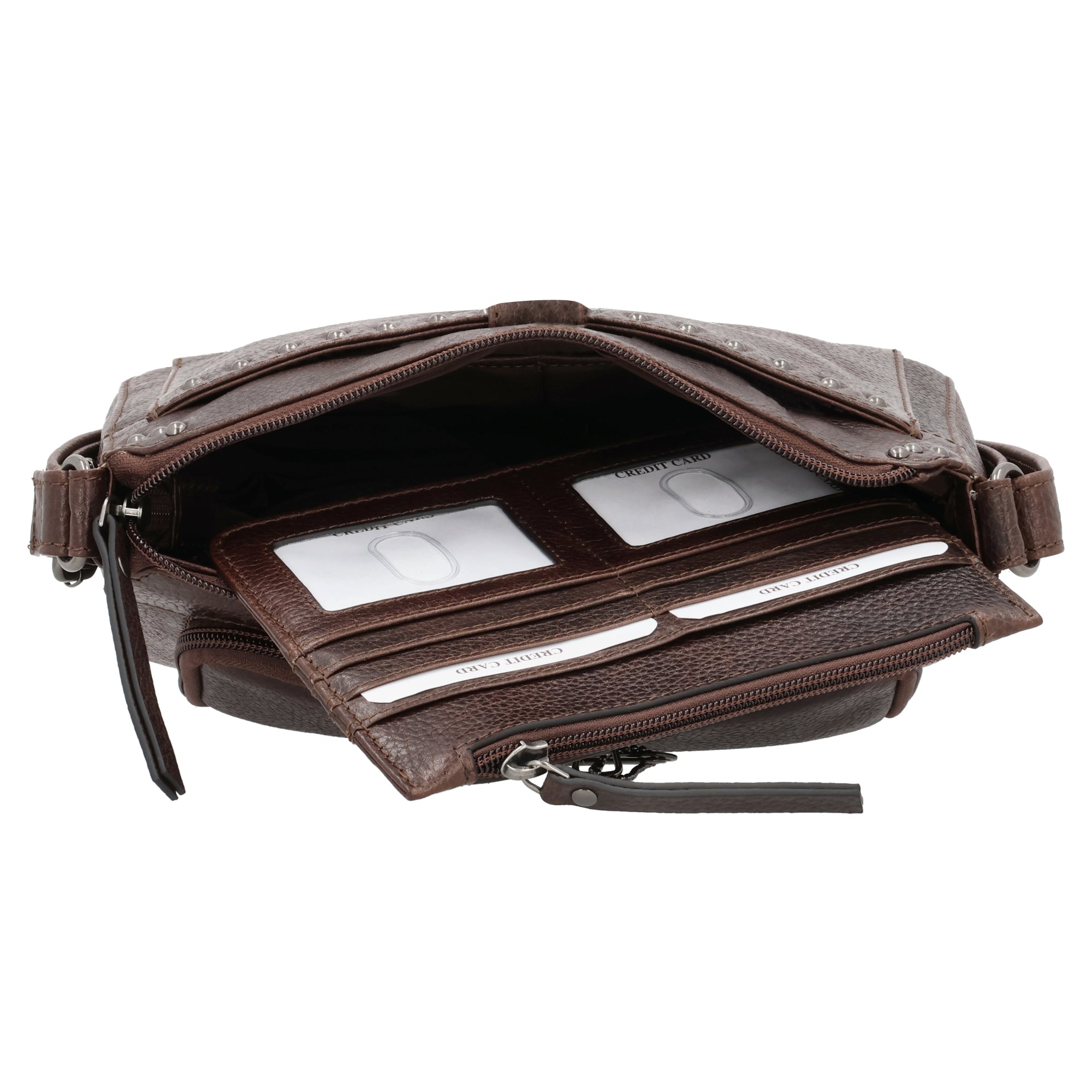 Lady Conceal Leah Gun Purse – Buffalo Crossbody with Stud Accents and RFID Protection