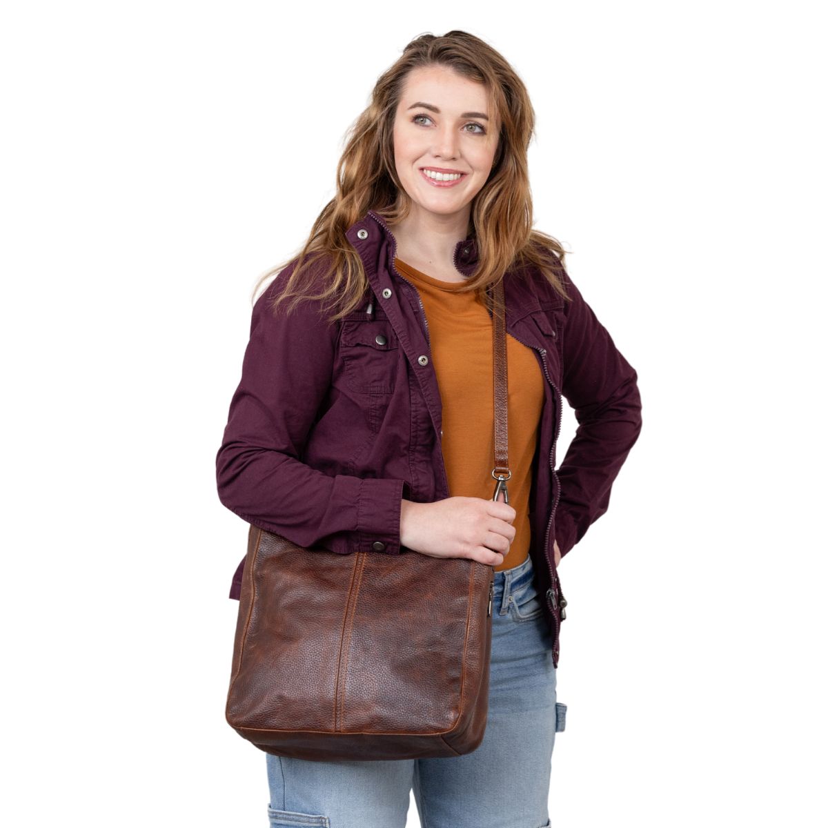 Concealed Carry Ava Leather Hobo by Lady Conceal - CCW Gift for Her - Cut Proof Chain Conceal Carry Leather Bag- Dealer Holster Bags