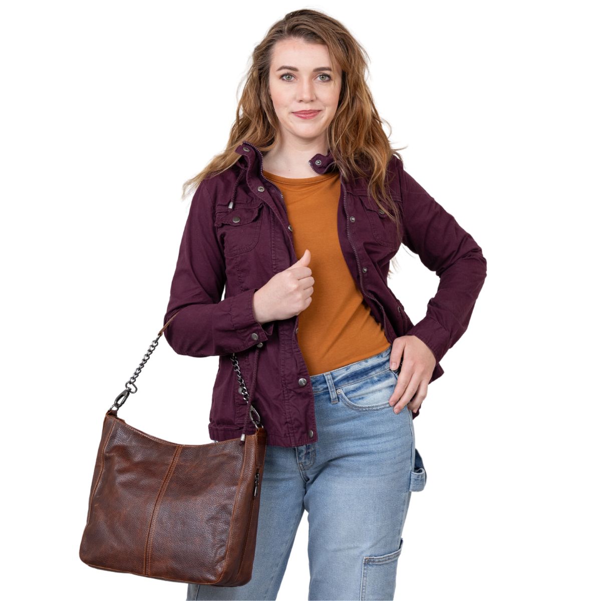 Lady Conceal Ava Hobo Bag – Concealed Carry Purse with Chain Strap and Locking YKK Zippers