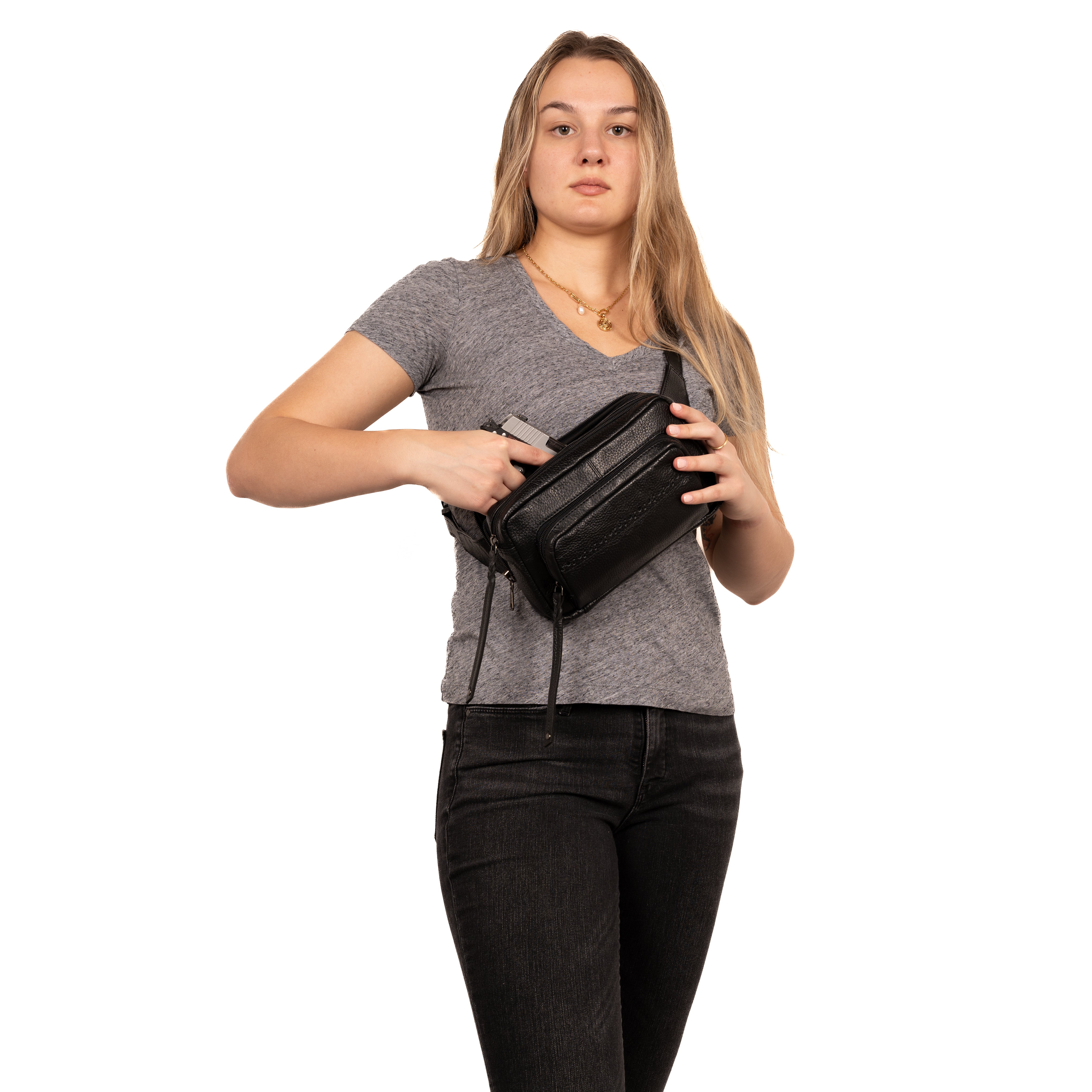 Laney Belt Bag – Buffalo Leather Concealed Carry Sling for Sporting Goods Dealers, Store Owners, and Dropshippers