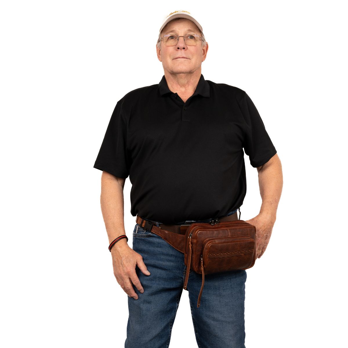 Laney Belt Bag with Concealment Pocket – Leather Sling Bag with Universal Holster for Small Frame Handguns and CCW