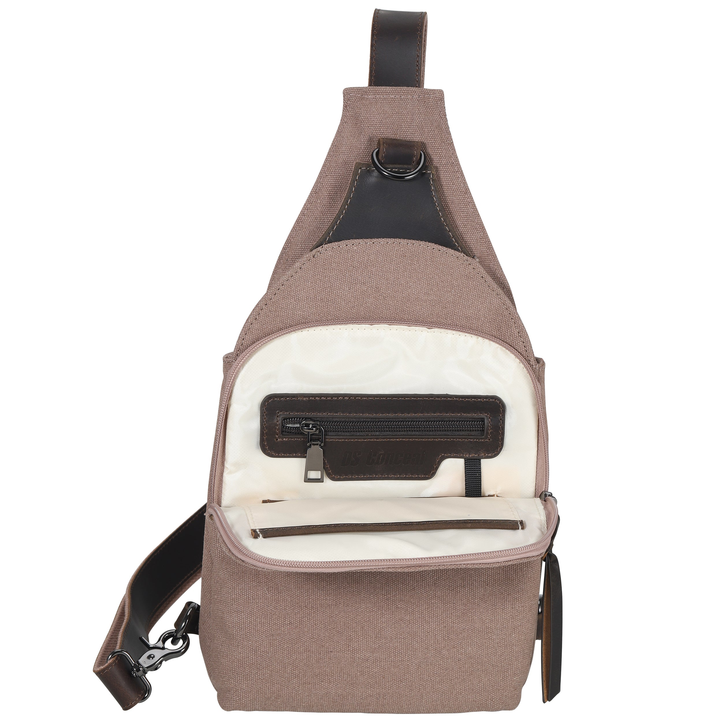 Unisex Canvas with leather Trim Dakota Concealed Carry Light Brown