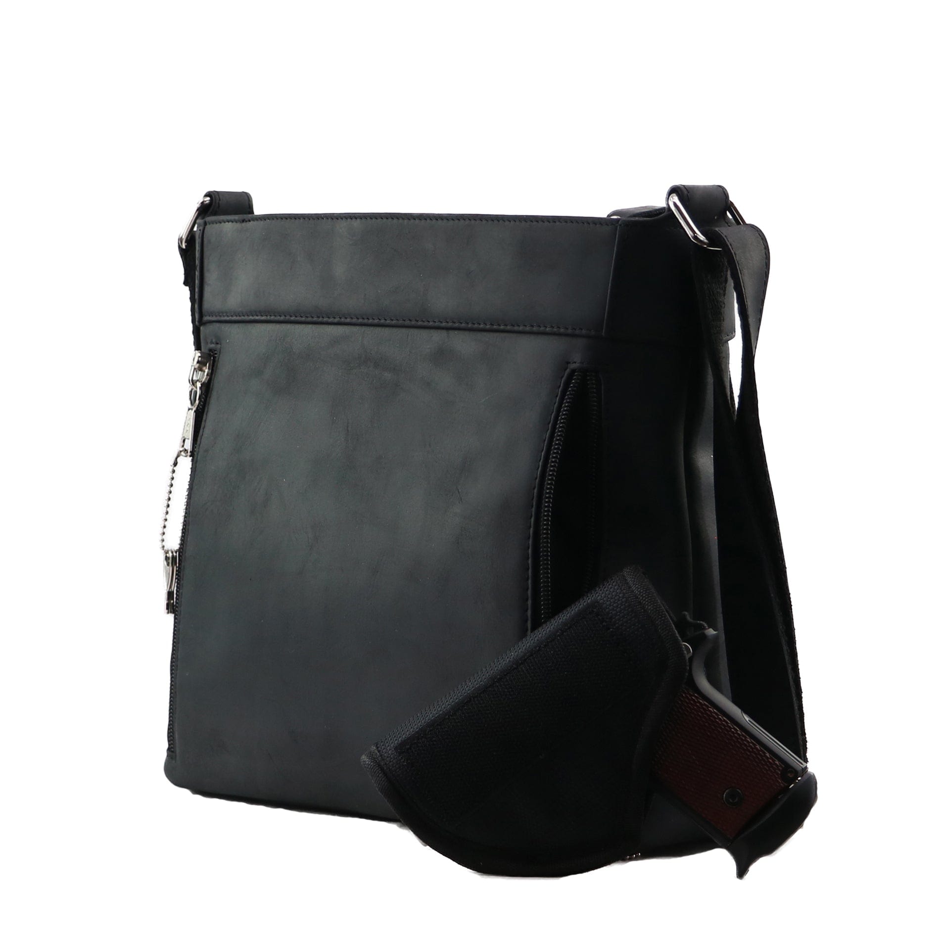 Concealed Carry Delaney Leather Crossbody - Locking Crossbody for Pistol - Designer Concealment Crossbody bag- Discreet Conceal and Carry Crossbody for Women - Designer Leather Crossbody CCW Bag - Locking Conceal and Carry Purse with Universal Holster for Handguns - Best Crossbody for Concealed Carry