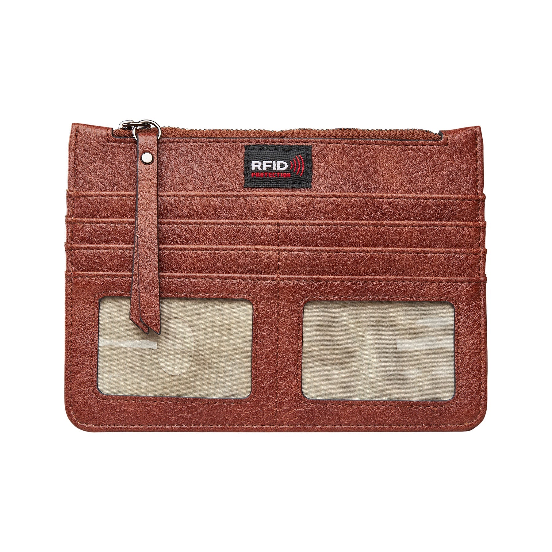 Gia Slim Wallet by Lady Conceal – RFID protection, 10 card slots, 2 ID holders, zip pocket, perfect for stylish everyday security - Faux Leather