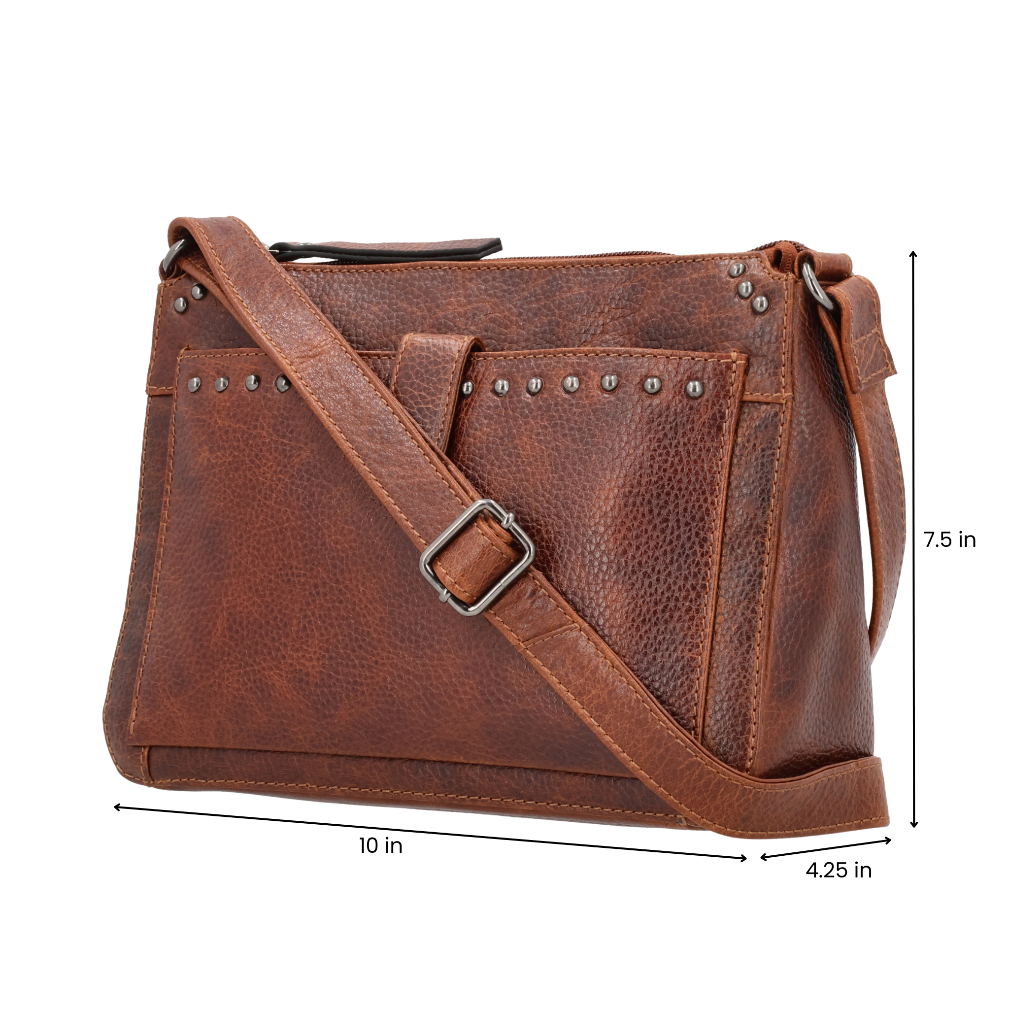 Lady Conceal Drop Ship Leah Gun Purse – Buffalo Crossbody with Stud Accents and RFID Protection