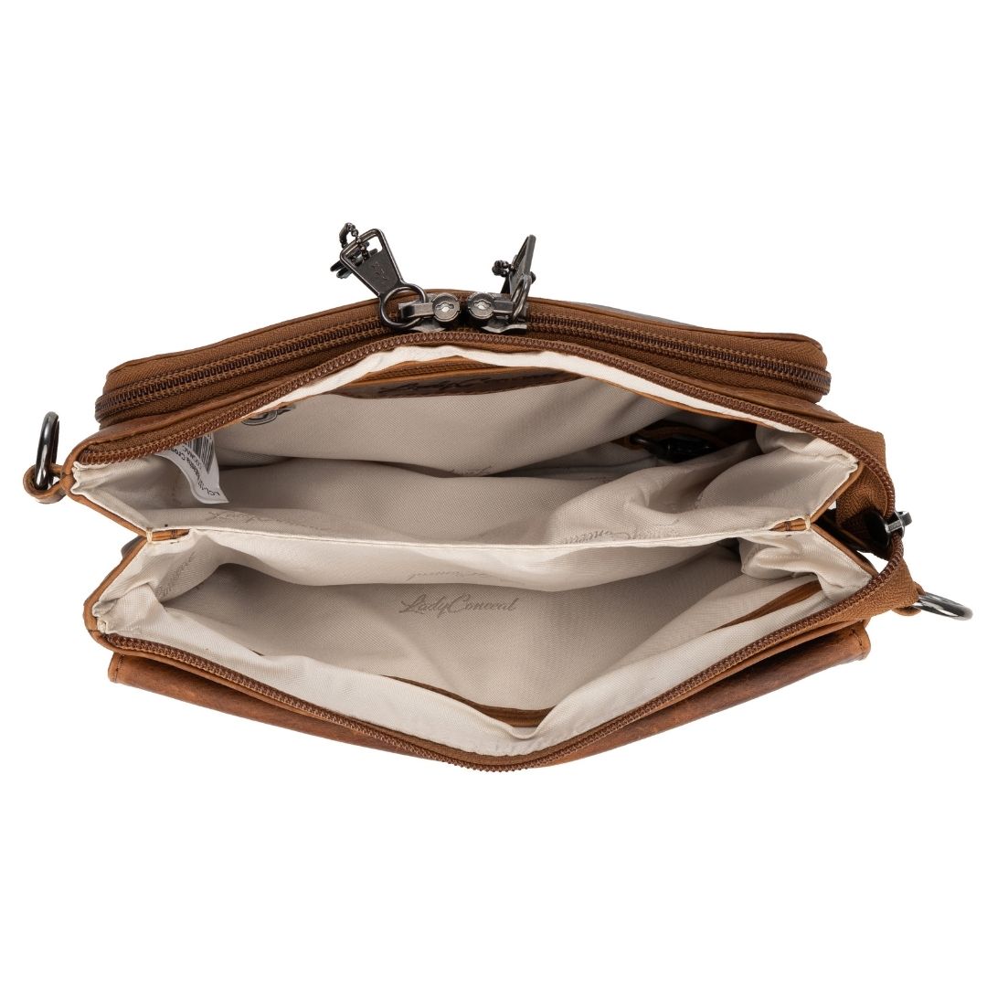 Lady Conceal CCW Crossbody Purse, Natasha Holster Bag, Locking Zippers, Gun Owner Accessory, USA Owned