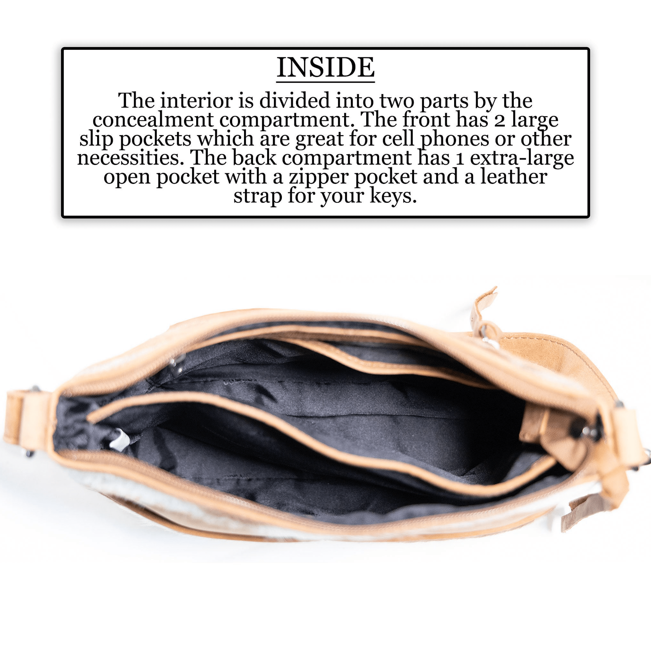 UC Leather Diana Crossbody, Concealed Carry Purse for Women, Unique Hide Purse, Soft Leather Shoulder Bag, Gun Bag