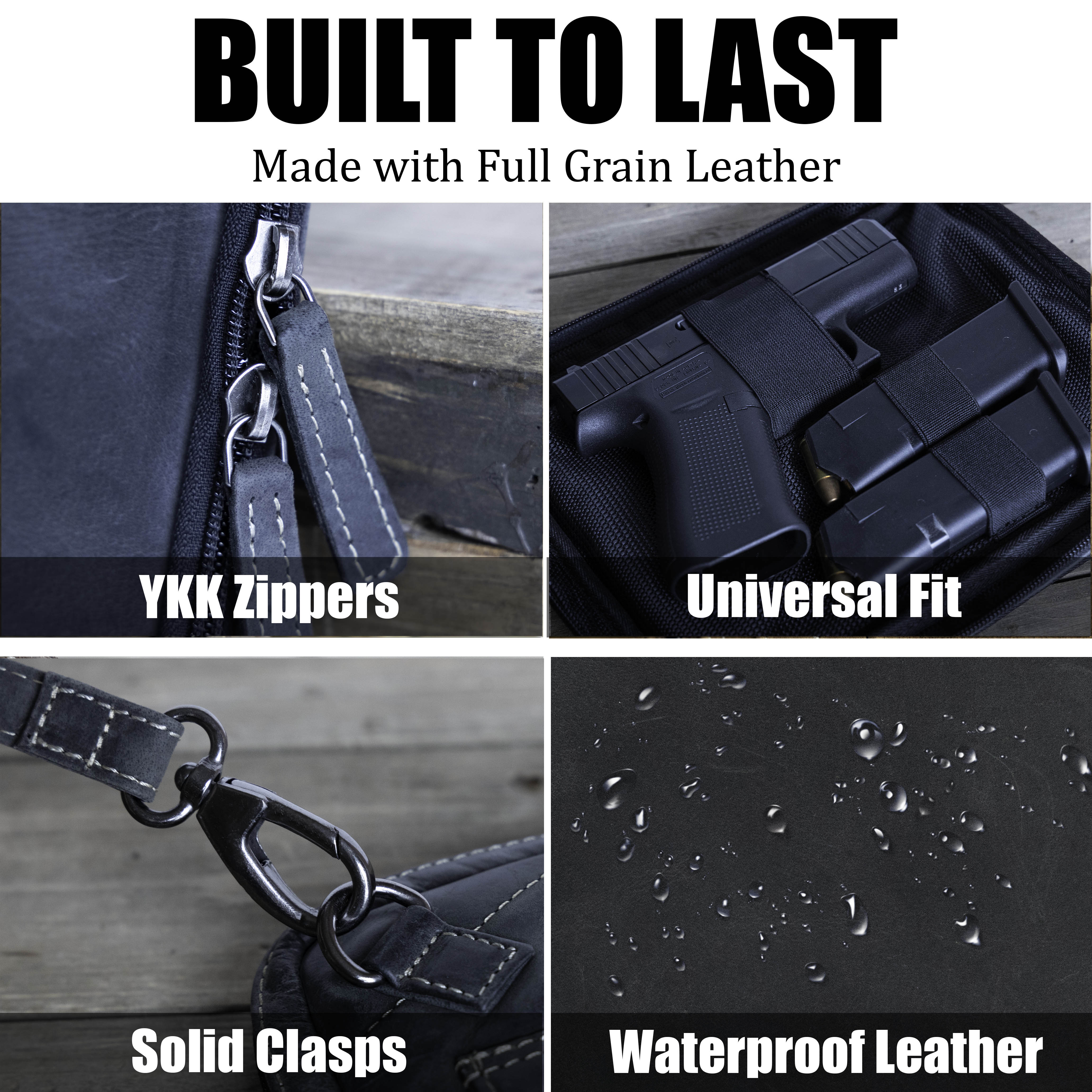 UC Leather range bag with sturdy handles, canvas and leather design for wholesale handgun and gear storage