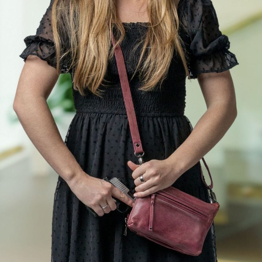 Conceal Carry Amelia Leather Bag, Elegant Crossbody for Pistol, High Quality CCW Purse