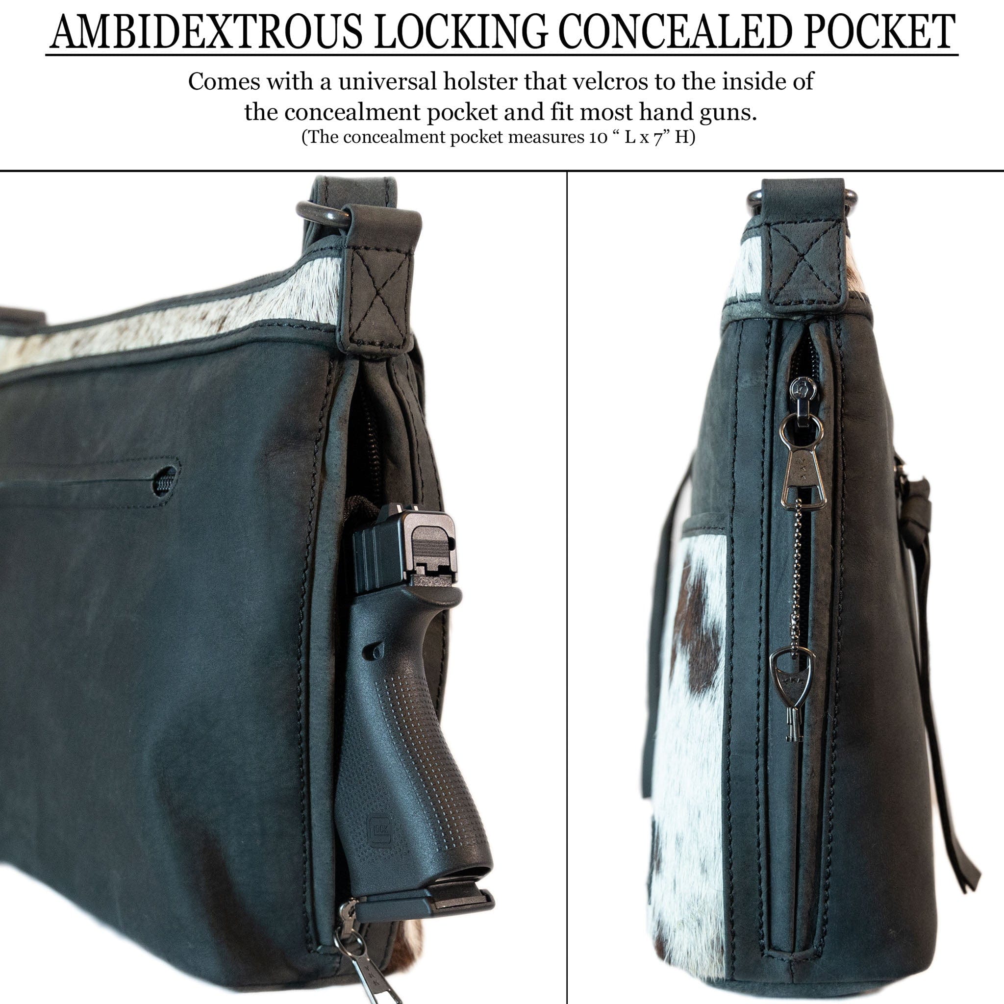 UC Leather Diana Crossbody, Concealed Carry Purse for Women, Crossbody Handgun Bag, Unique Hide Purse, Gun Bag for Women
