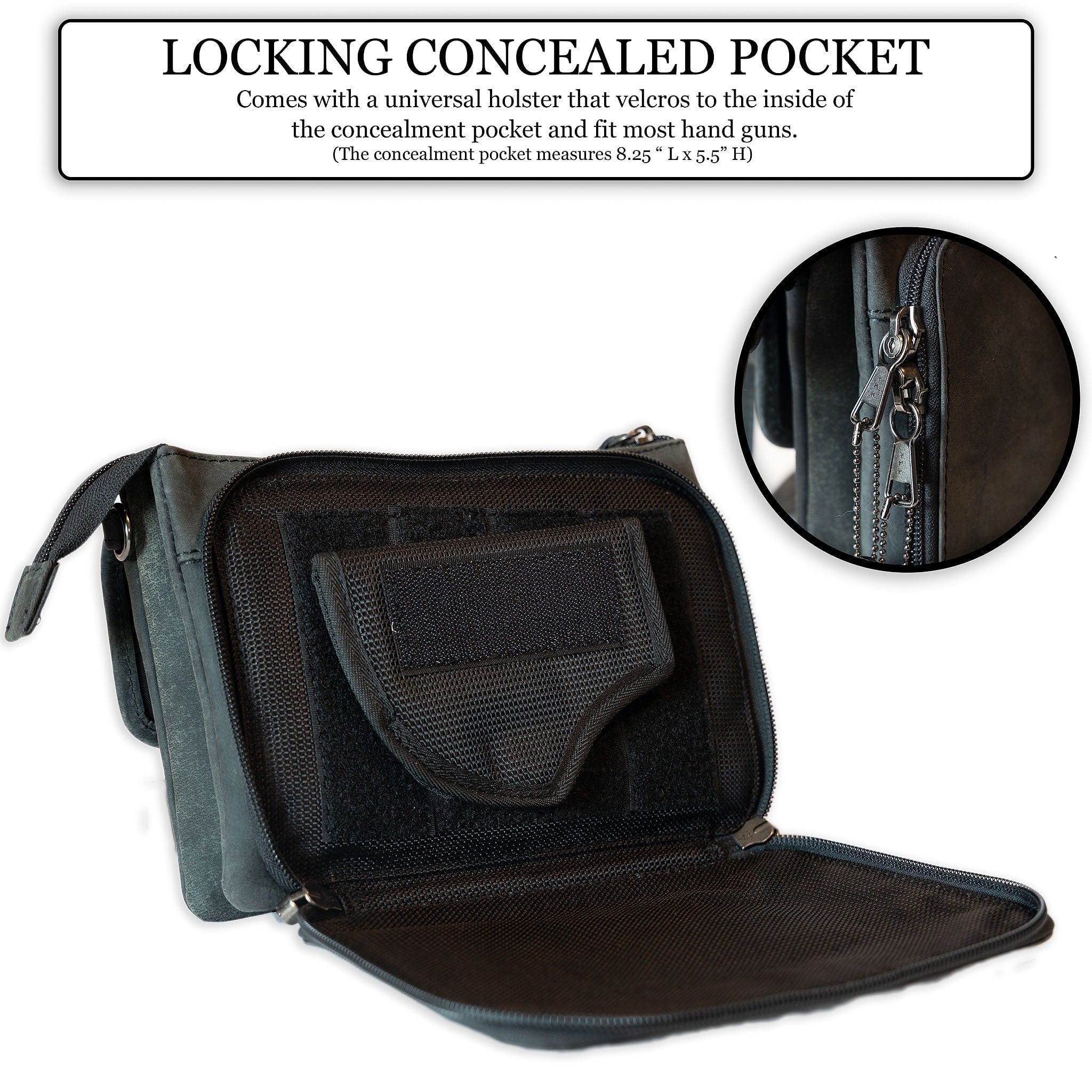 UC Leather Crossbody Bag - concealed carry crossbody purse - Gun Bag Cowboy Leather - Unique Hide Crossbody Gun and Pistol Bag - crossbody bag for concealed gun carry - Unique Cowboy Leather Crossbody gun bag - concealed carry crossbody leather gun purse - concealed carry crossbody cowboy leather gun purse with locking zipper - concealed carry purse for woman